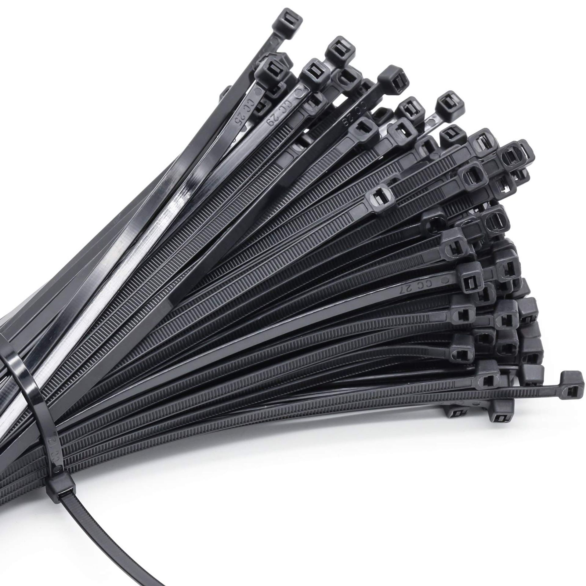 Heavy Duty Black Cable Ties 12" - 250 Pack | Multi-Purpose Nylon Zip Ties for Wire Management | 300 x 4.8 mm