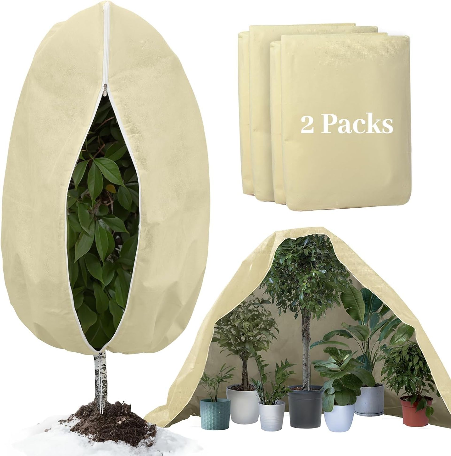 Hydrogarden Garden Fleece Bags for Plants, 2 Pack 240 x 200cm 80gsm Horticultural Fleece for Plants, Plant Fleece Frost Protection Jackets, Non-Woven Fabric Plant Fleece Frost Protection Bags