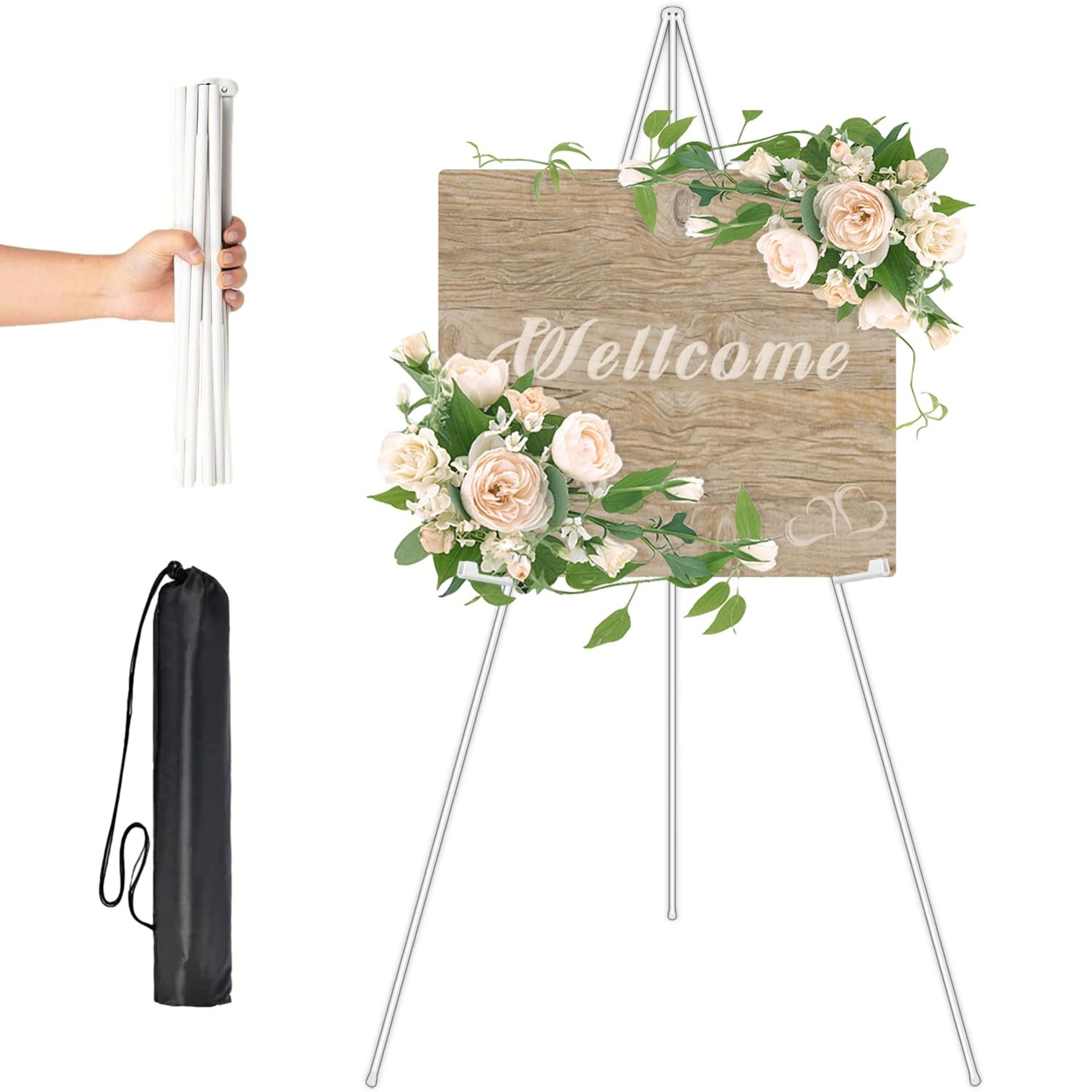 Easel Stand for Wedding Sign Poster and Canvas Display Portable Adjustable Tripod 169cm - White - Valentines