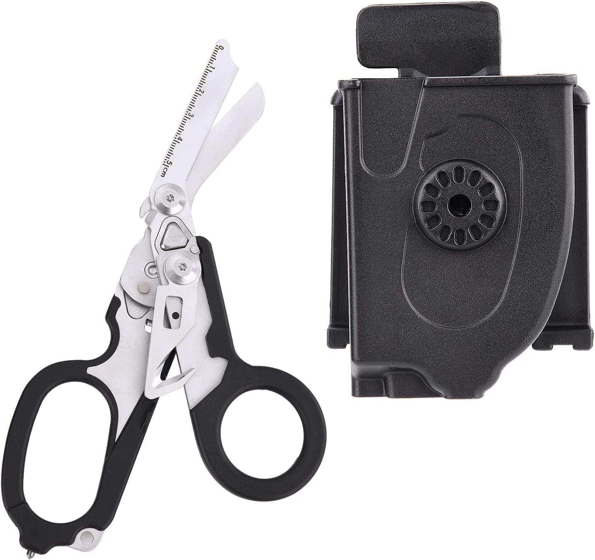6-in-1 Folding Multi-Tool Pliers and Scissors with Safety Lock, Scale and Non-Slip Handles for Outdoor, Camping and Emergency Use - Silver 3.9 x 8.2 inches