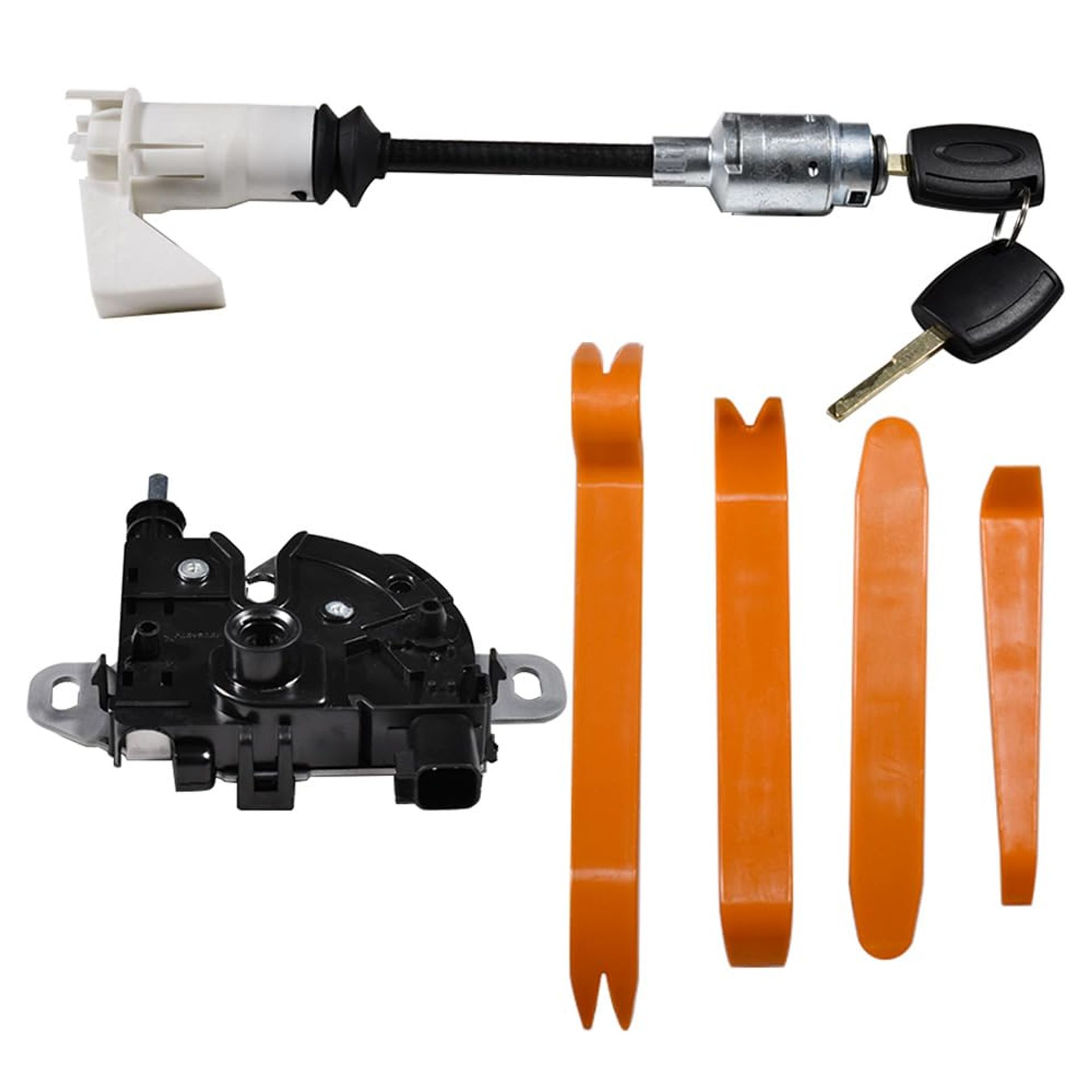 Bonnet Release Lock Latch & Hood Catch Block Repair Set Compatible with Ford Focus MK2 C-Max 2004-2012 - Orange Long Type