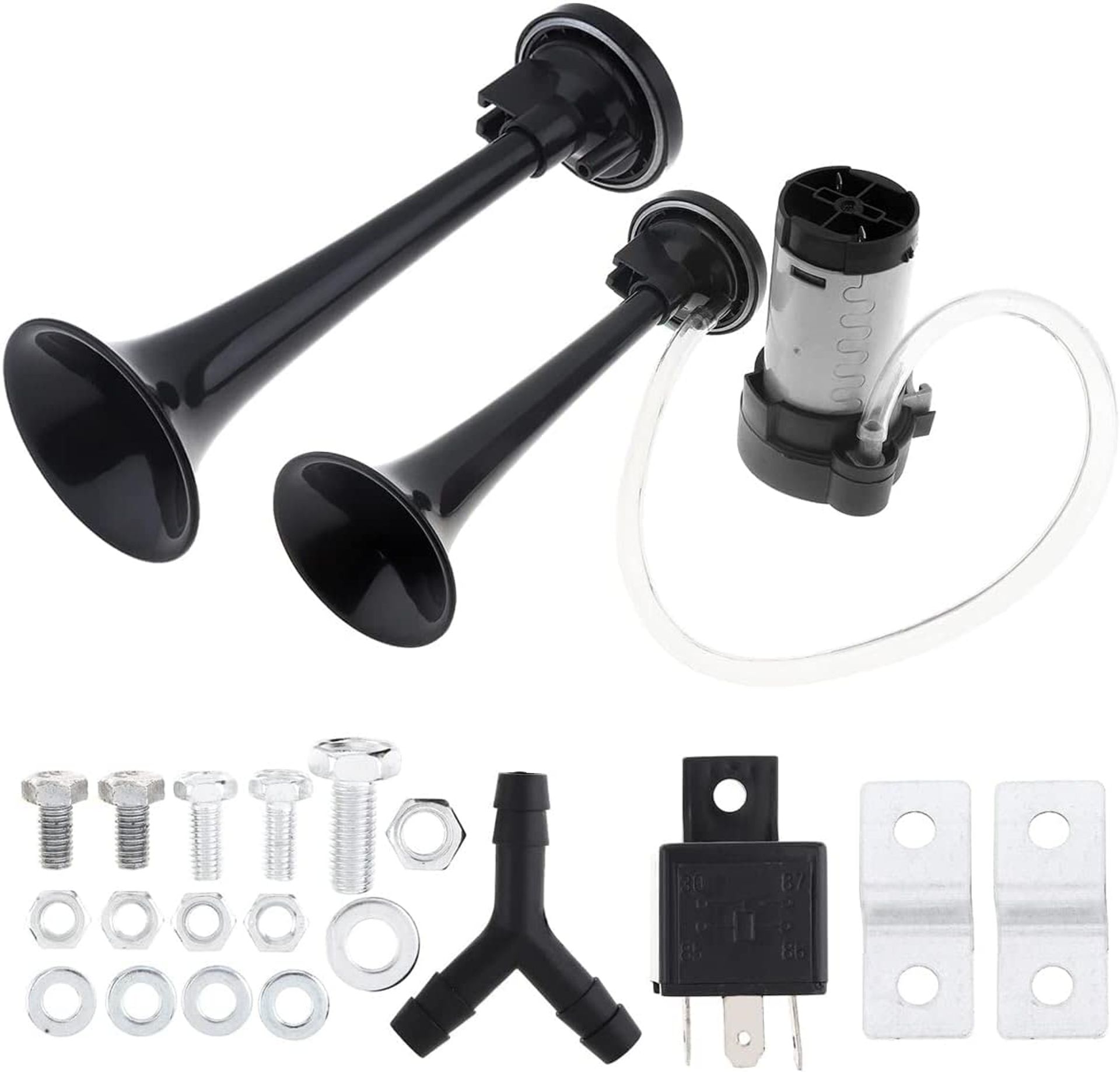 12V 178dB Dual Trumpet Air Horn with Compressor – Super Loud Train Horn for Cars, Trucks, Boats & Motorcycles