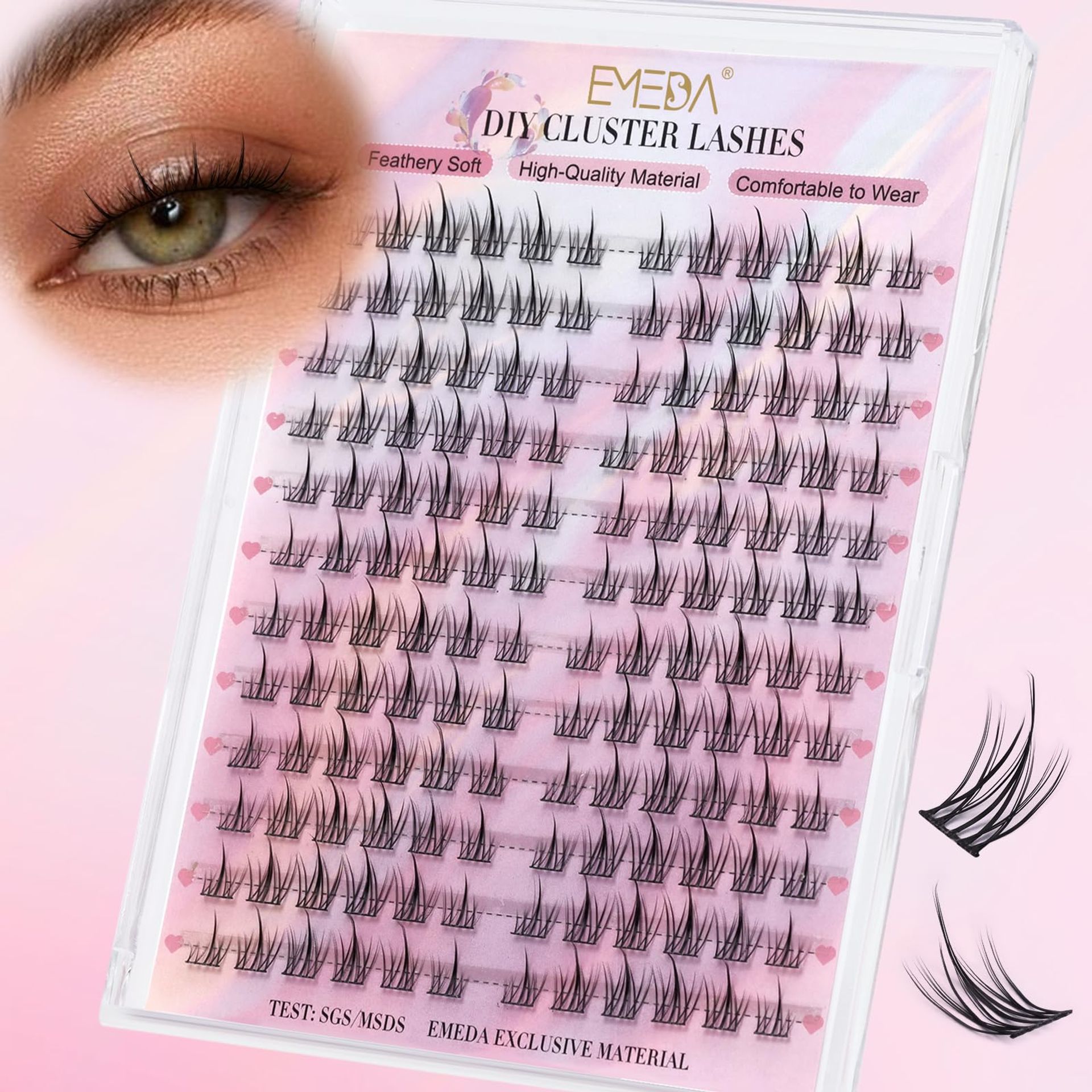 Manga Lash Clusters Kit: Wispy & Natural False Eyelashes with Bond, Seal & Tweezers - 10mm-13mm Mix