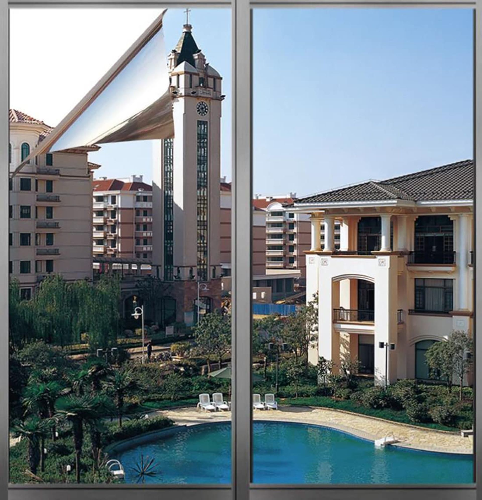 One Way Window Film Sun Blocker UV Protection, Blackout Solar Tint, Mirror Effect, Static Cling, 30x400 cm