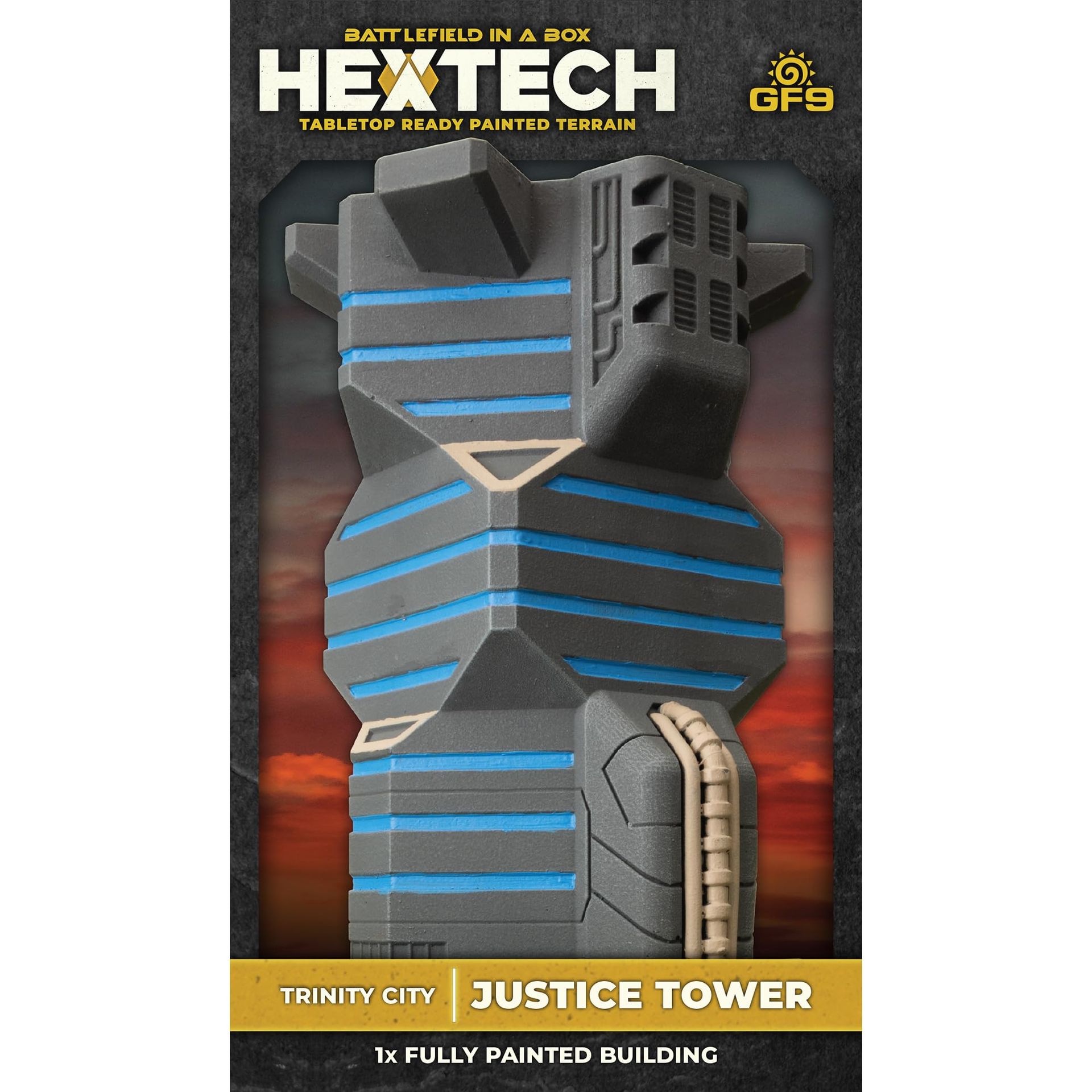 Hextech Trinity City Justice Tower Terrain Set for Tabletop Wargames - One Size Style
