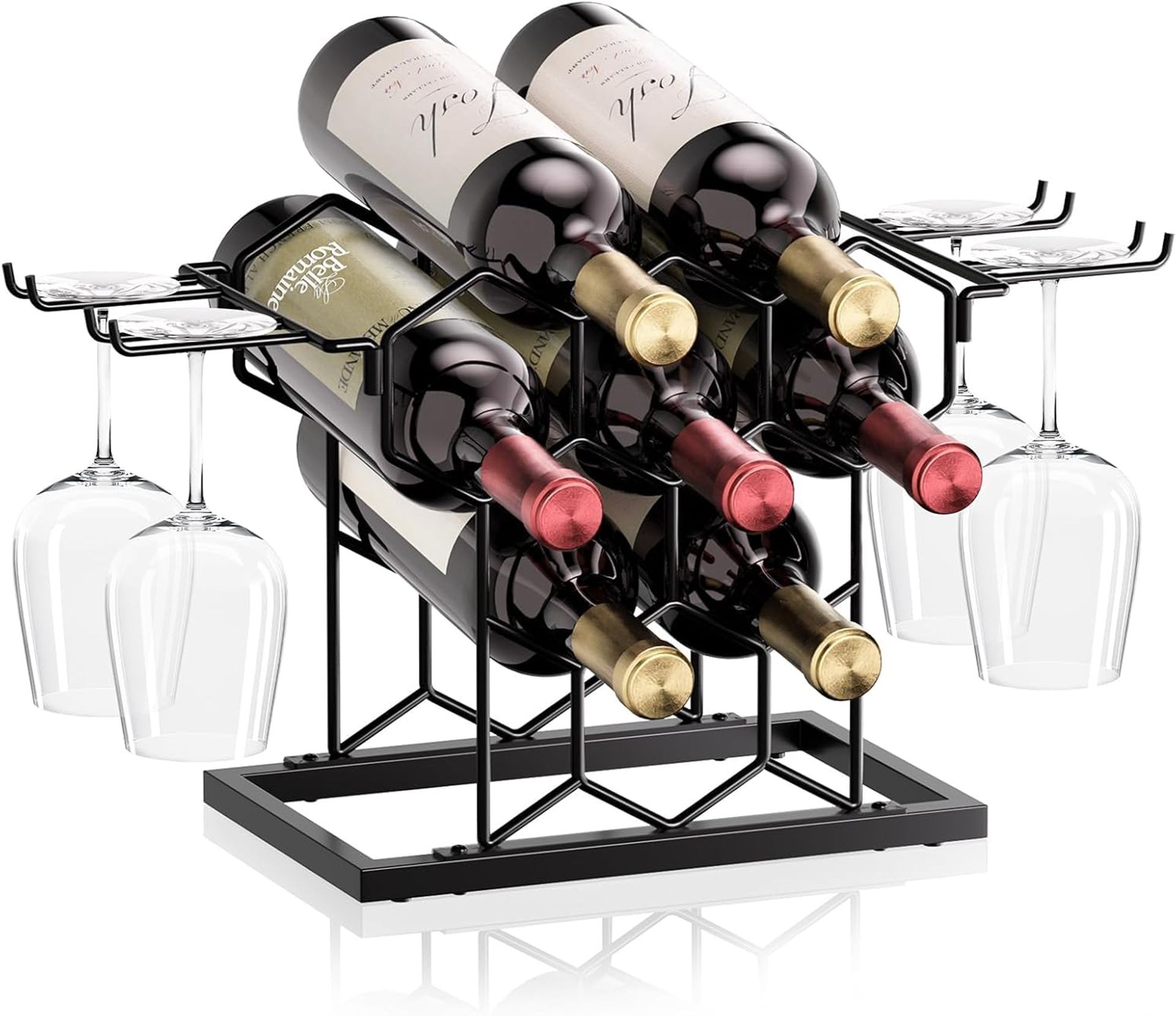 Countertop Wine Rack 8 Bottle Freestanding Modern Metal 3 Tier Tabletop Stand - Black One Size