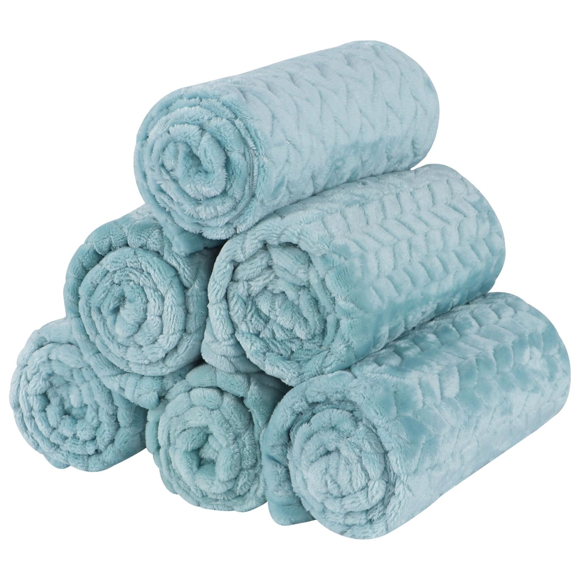 6 Pack Small Dog & Cat Fleece Blankets, Super Soft Flannel, Furniture Protector, Machine Washable - Green Wheat Ears 104x76cm