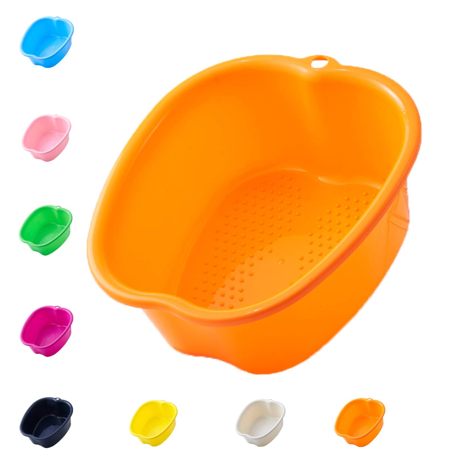 Foot Soak Bath Tub Large Plastic Pedicure Bowl Massage Spa Basin for Relaxation and Skin Care - Orange