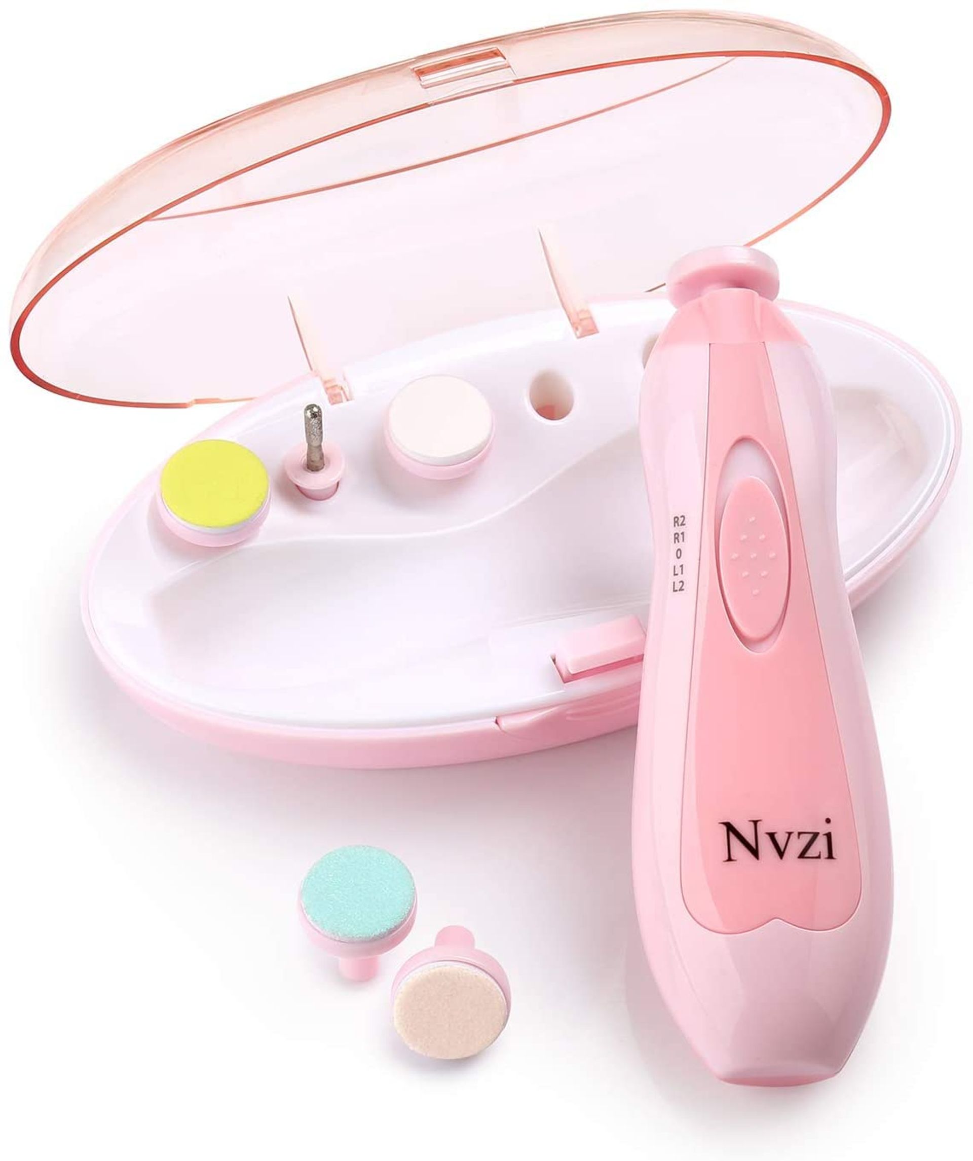 Electric Baby Nail File Trimmer - Safe, Quiet & LED Light for Newborns, Toddlers & Adults - Pink