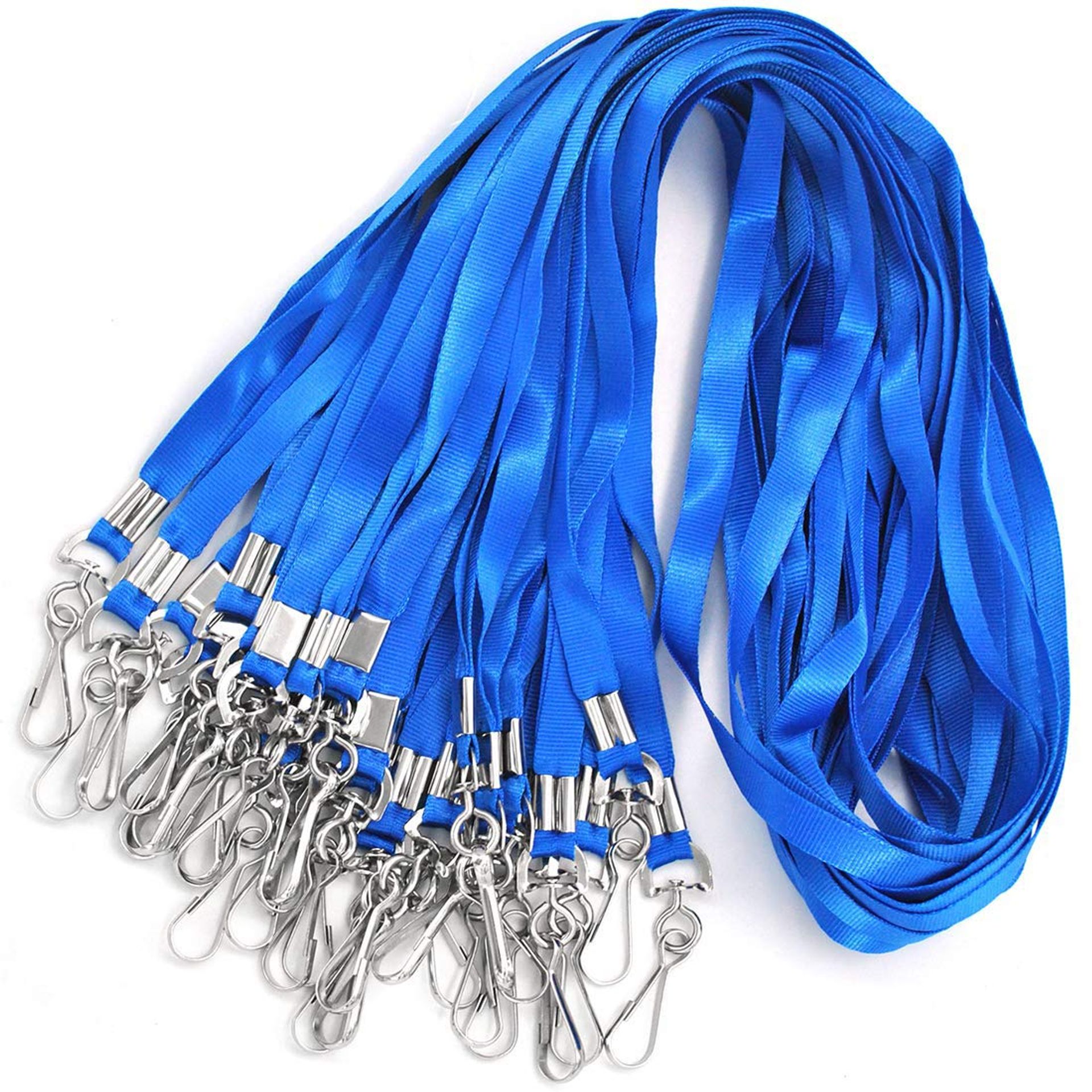 Flat Lanyards with J-Hook Clip 36 Inch ID Badge Holders Bulk Pack 100pcs - Blue 100 Pack