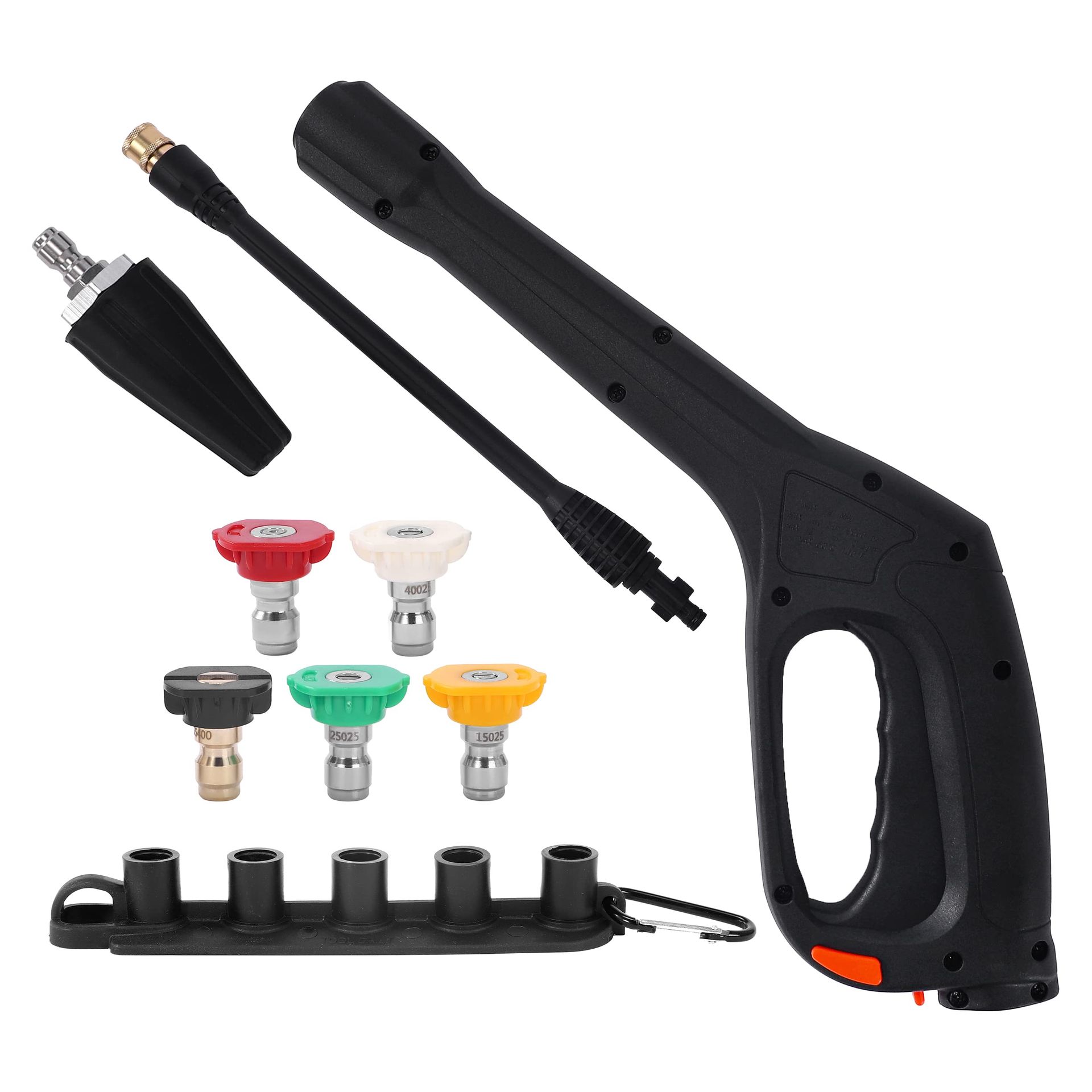 Pressure Washer Spray Gun with Extension Wand, Turbo Nozzle & 5 Tips - Black