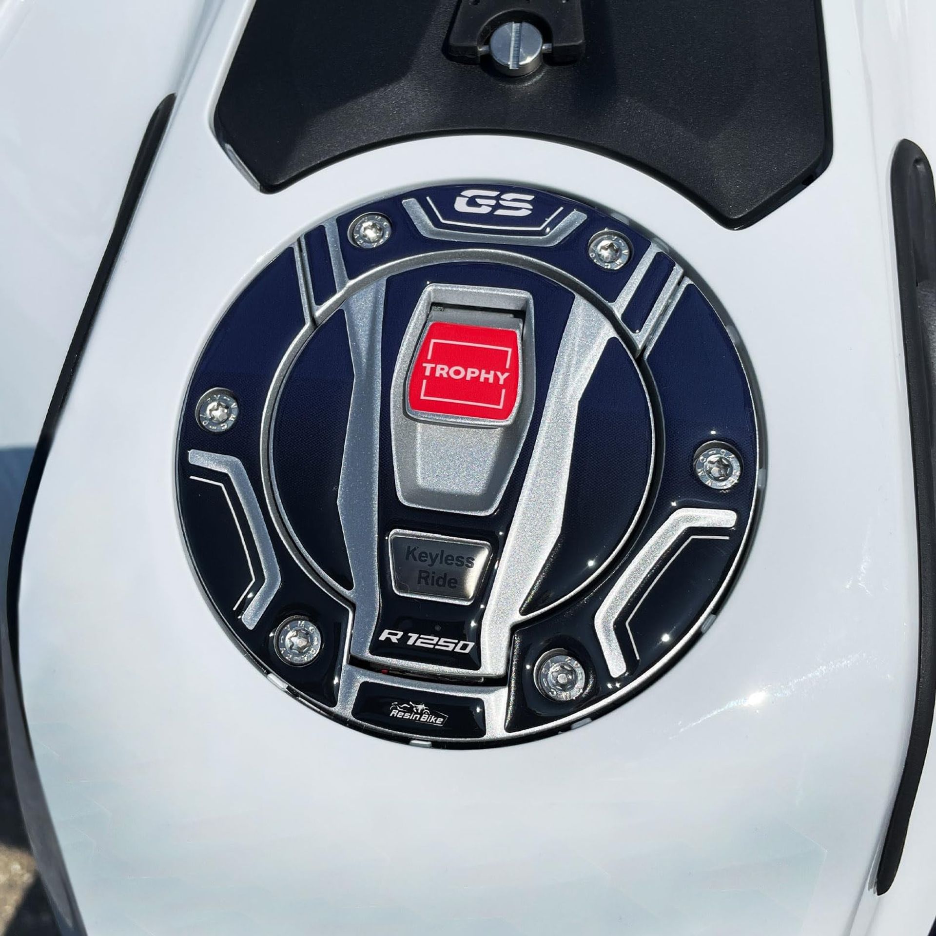 3D Resin Motorcycle Tank Cap Stickers Scratch & Impact Protection Compatible with BMW R 1250 GS Adventure Trophy 2021-2024 - Clear Style