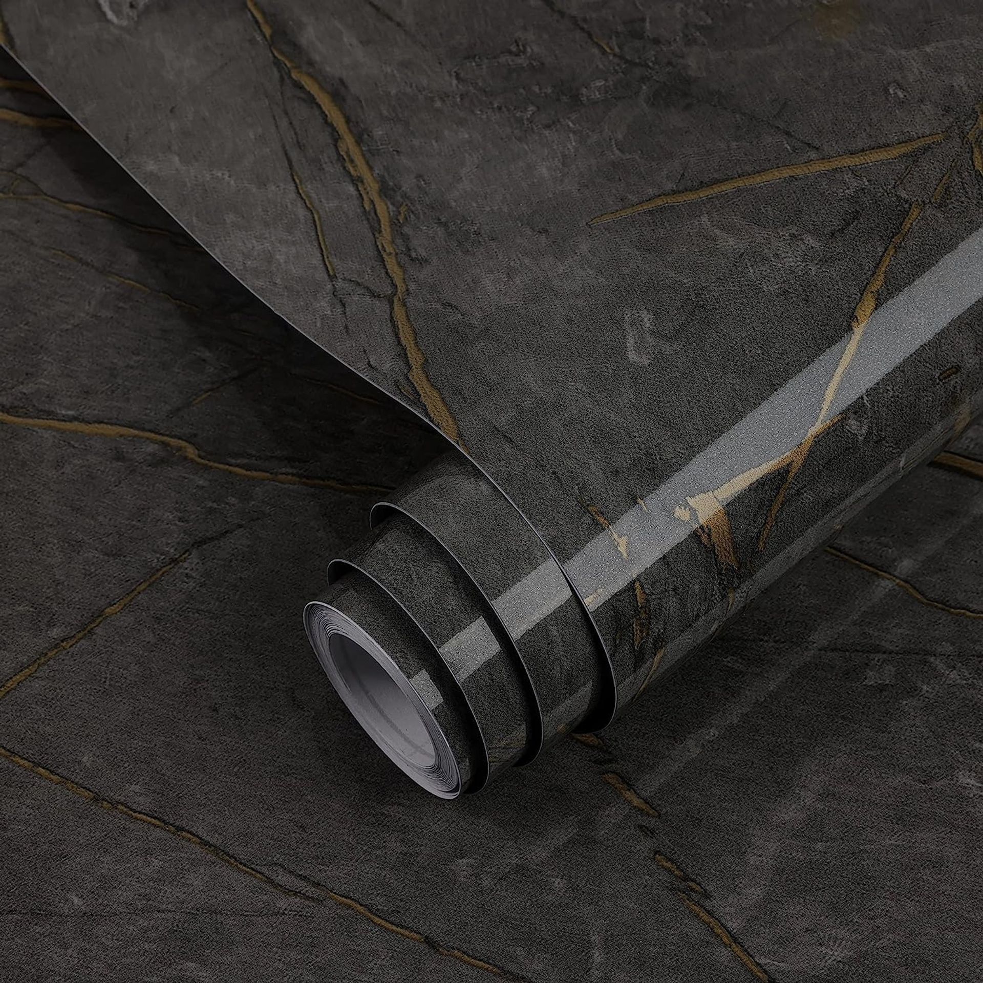 Decoroom Marble Sticky Back Plastic Roll Black 60x500cm Marble Vinyl Self Adhesive Wallpaper Contact Paper Waterproof Flim Peel and Stick for Kitchen Bathroom Countertop Table Furniture Stickers
