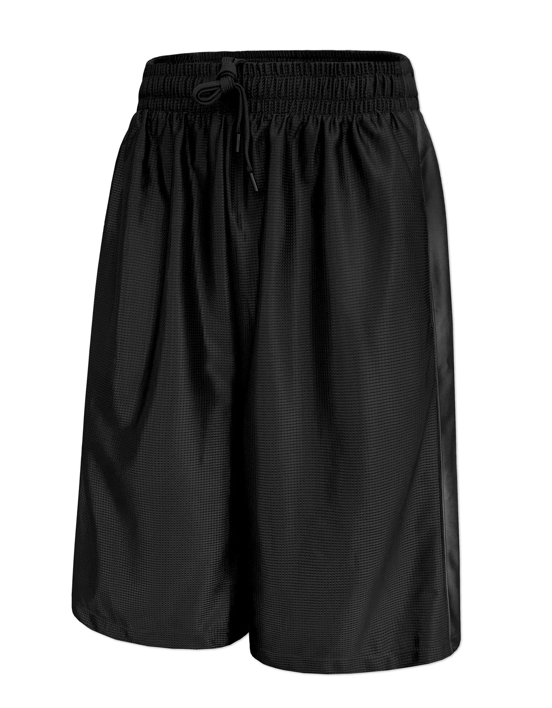 Men's Tech Mesh Sports Shorts Lightweight Breathable Workout with Pockets - Black M Long