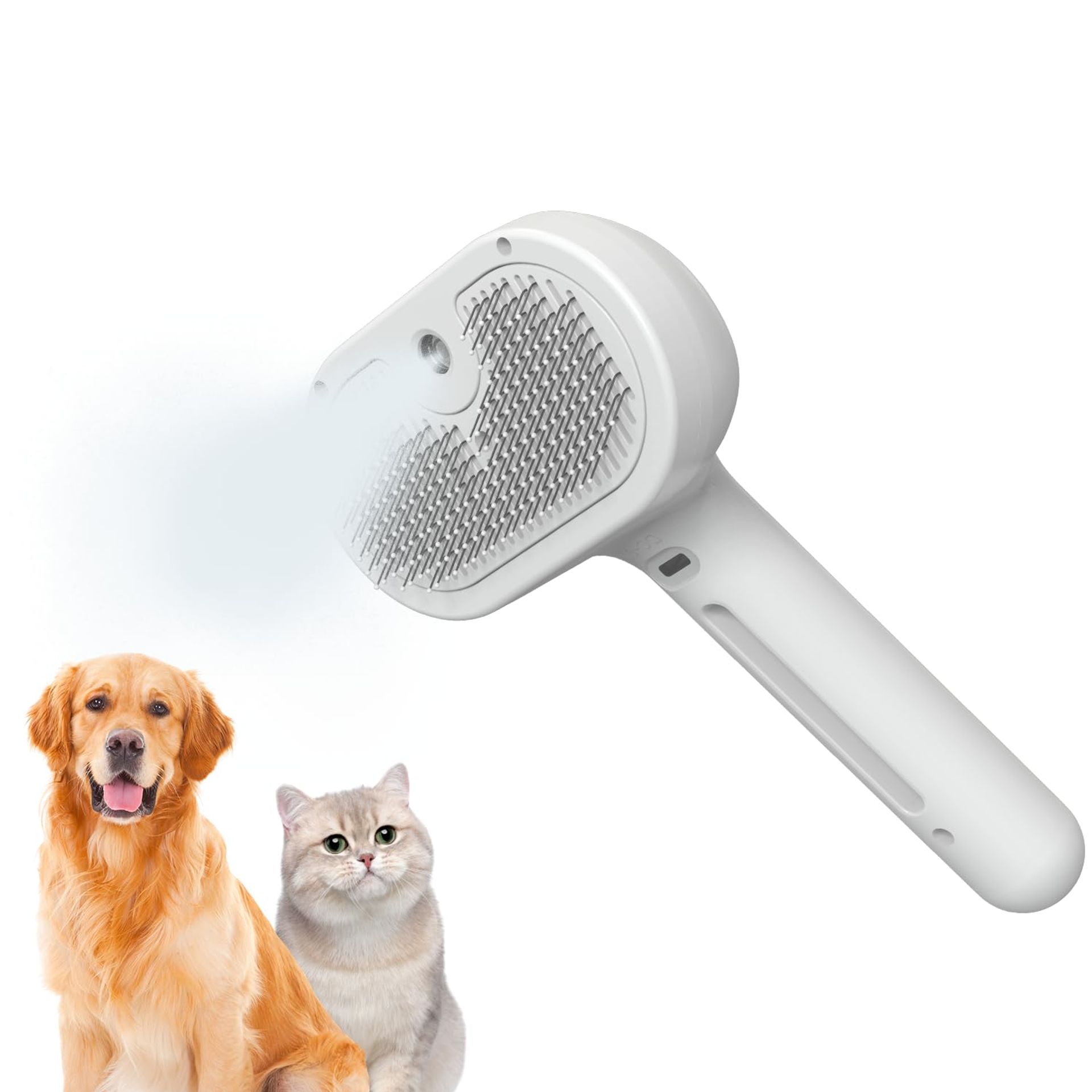 Spray Cat Brush, Sichy Self Cleaning Cat Grooming Brush for Long or Short Haired Cats, Cat Hair Brush for Removing Flying Hair and Static, Cat Brushes for Grooming to Remove Loose Fur, Tangles & Dirt