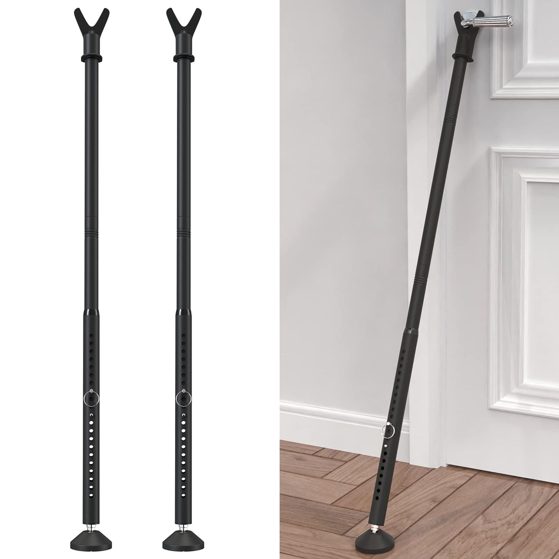 Door Security Bar Adjustable Anti-Lift Lock Jammer for Sliding Patio Doors & Windows 2 Pack - Frosted Black 1.2m