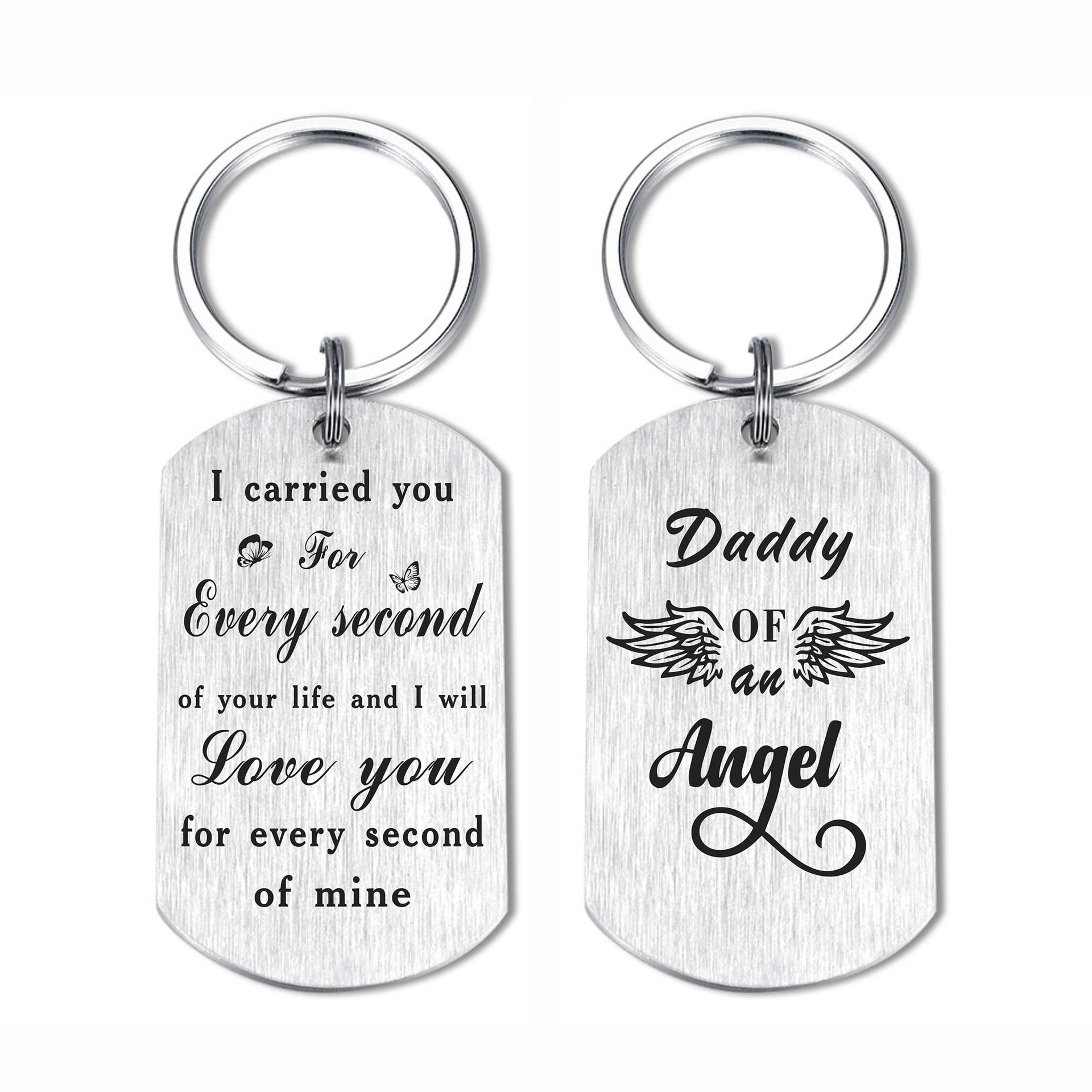 Memorial Gifts for Dads - Engraved Keyring for Infant Loss - Thoughtful Sympathy Keepsake