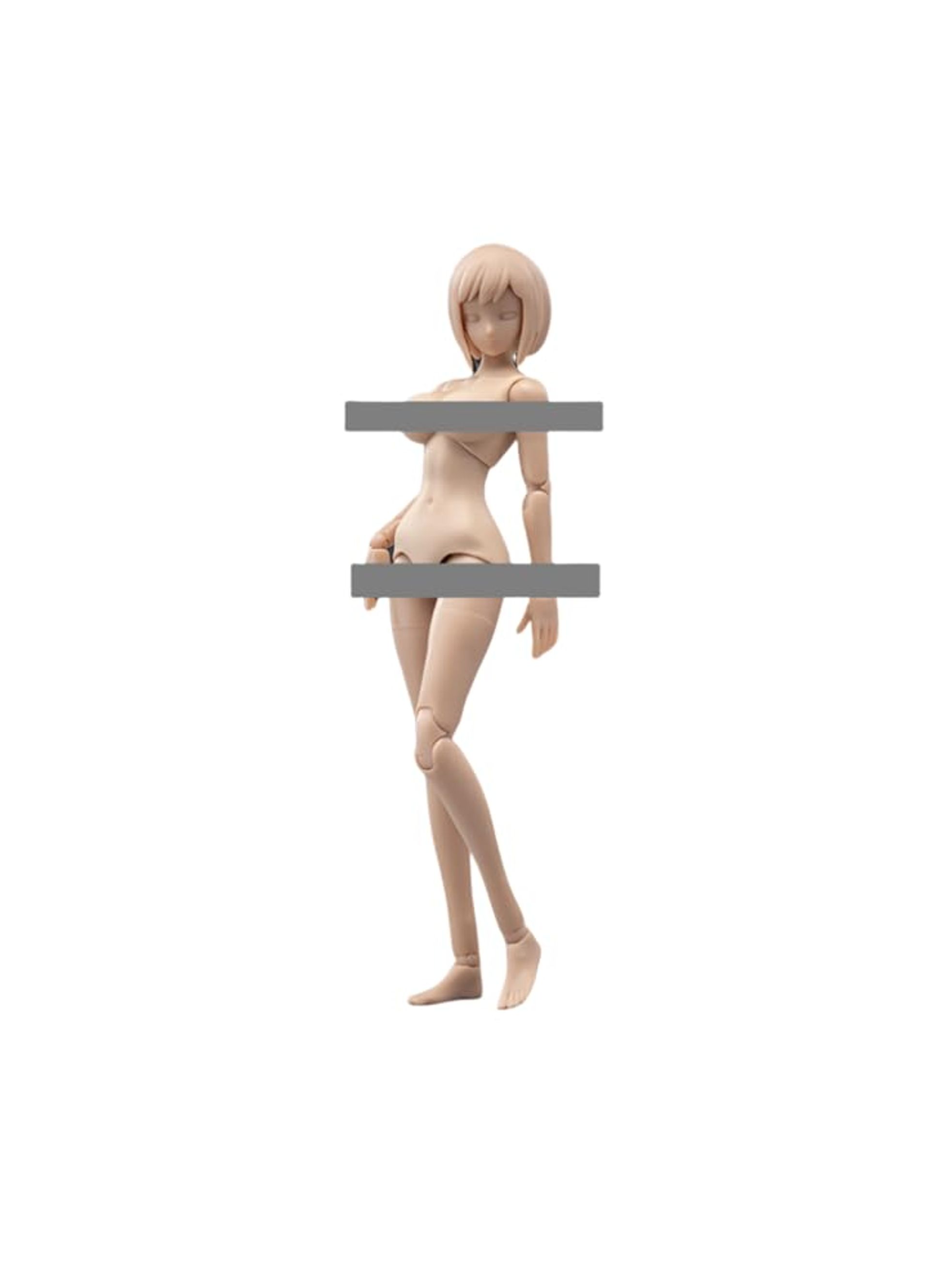 1:12 Scale Female Half-Seamless Action Figure Body Tall and Plump Build with Giant Bust - Wheat T86-ST01A