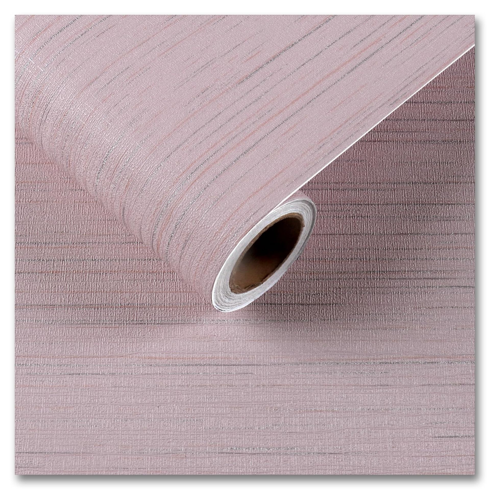 Light Pink Grasscloth Wallpaper, Self-Adhesive, Textured Vinyl, 30cm x 200cm for Bedroom, Living Room, Furniture