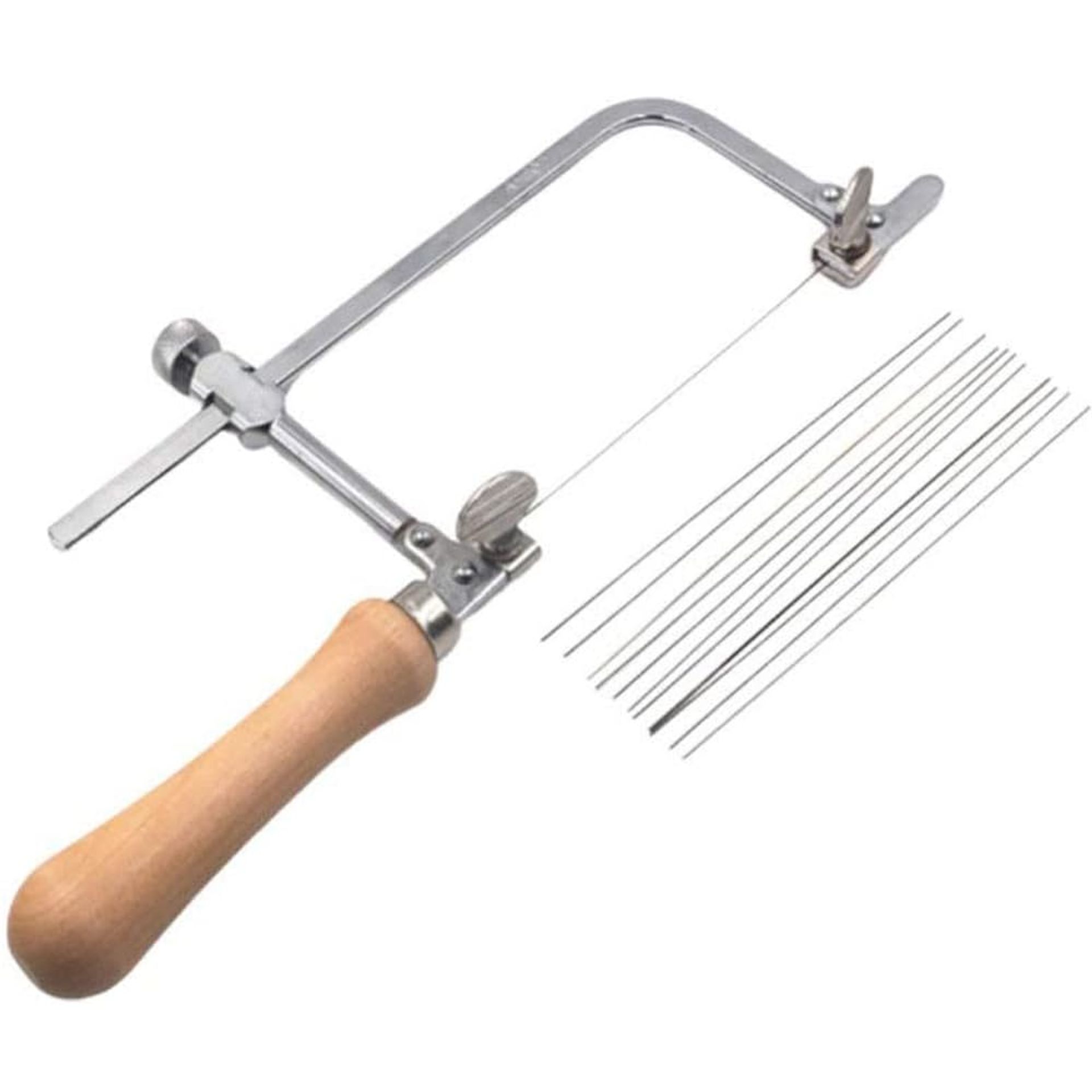 Coping Saw Set with 5 Replacement Blades for Wood, Plastic and Metal Cutting - Silver Standard