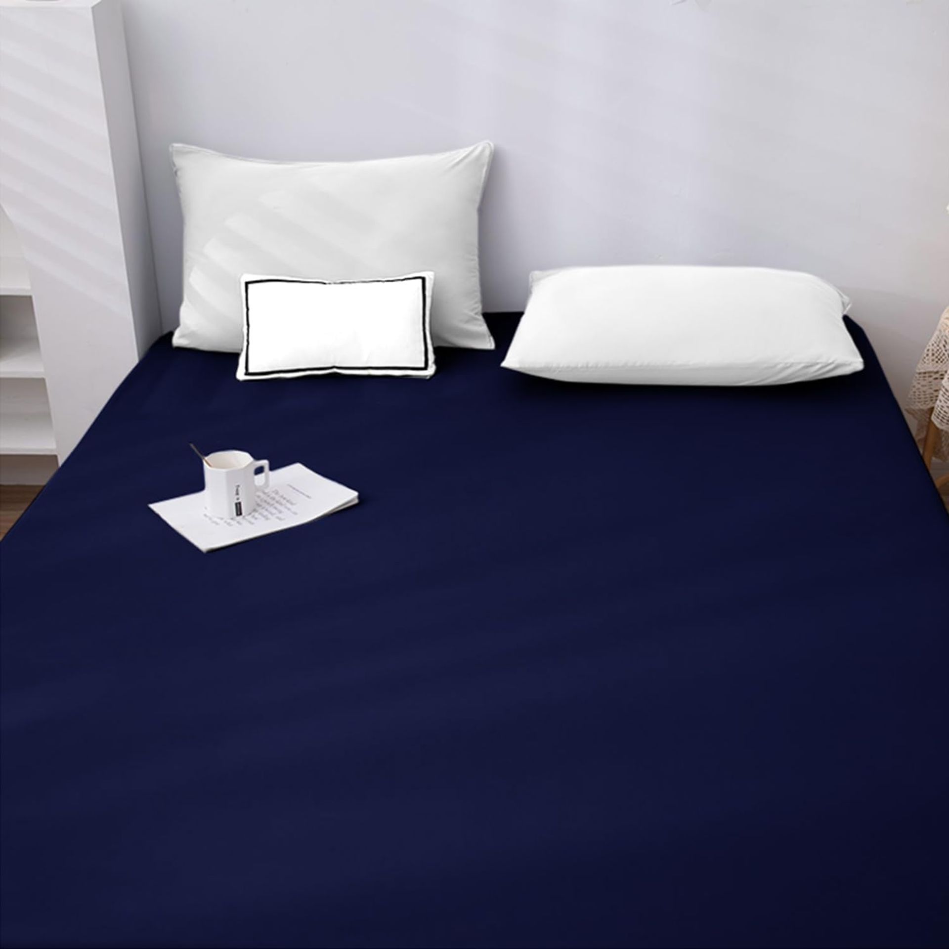 Super King Navy Blue Fitted Sheet - Soft, Durable & Breathable Microfiber