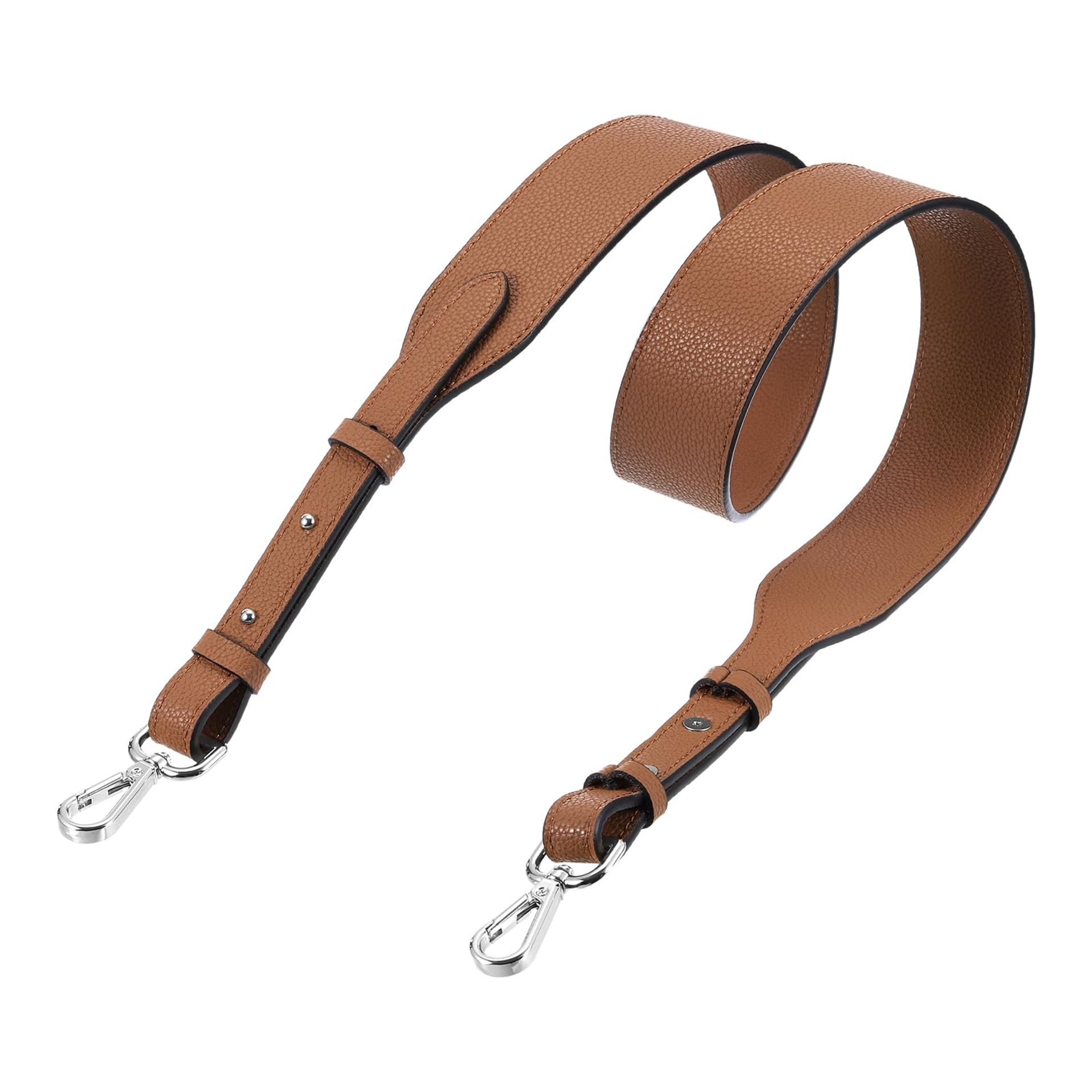 Leather Crossbody Purse Strap Adjustable Replacement 41.7-43.3in 1.5in Wide - Light Brown Silver Clasp