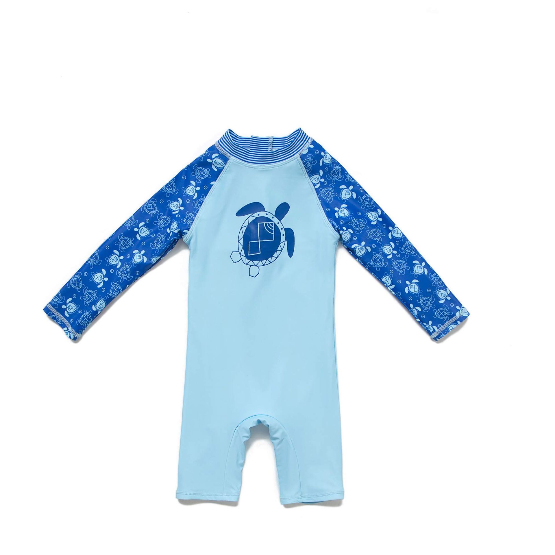 Baby Boys Sunsuit UPF 50+ Sun Protective All-in-One Swimwear with Hat - See Turtle 9-12 Months