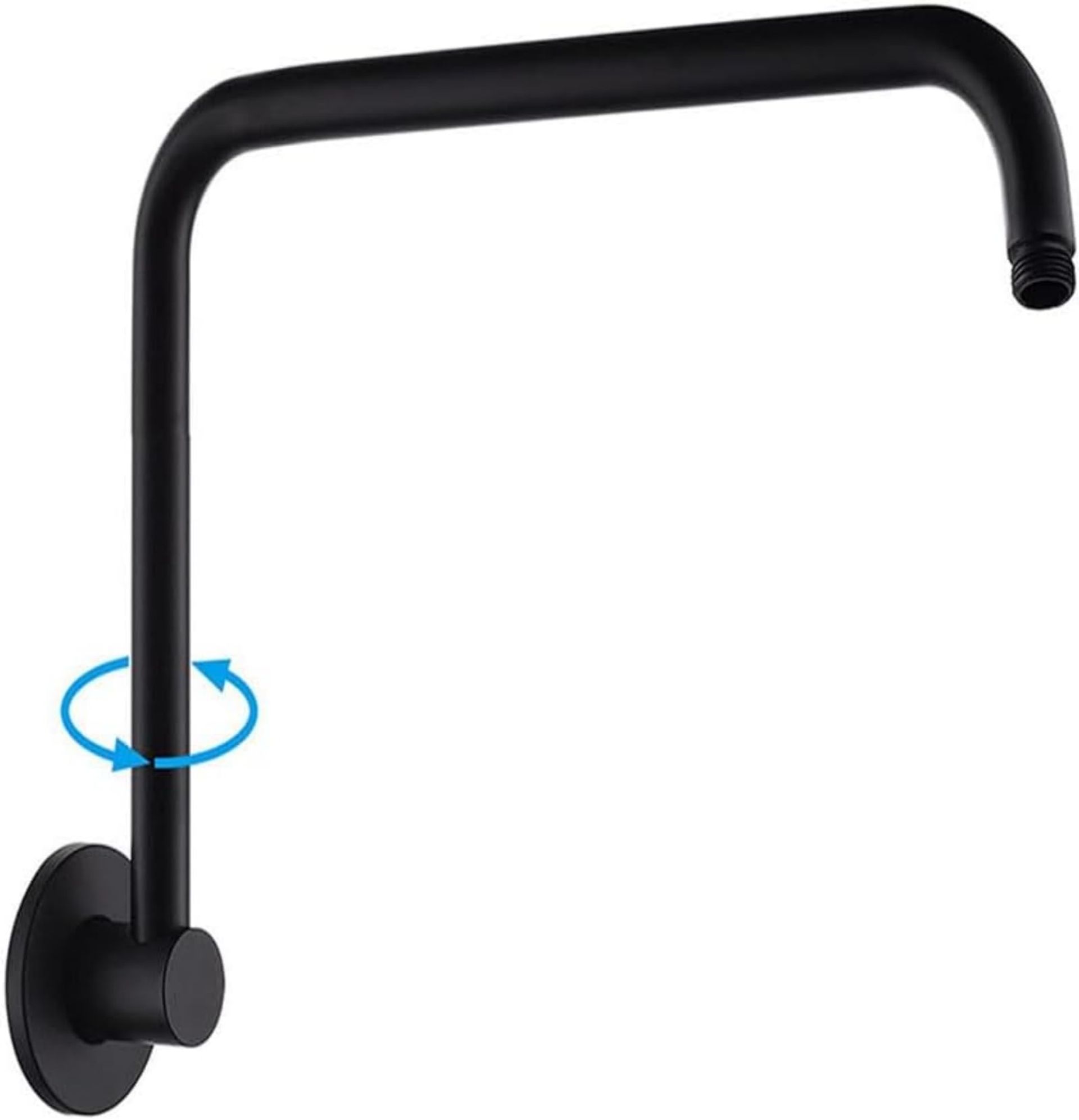 S Shape 360° Rotatable Shower Extension Arm with High Rise Flange, Adjustable 1/2" Connection Bathroom Fitting - Black