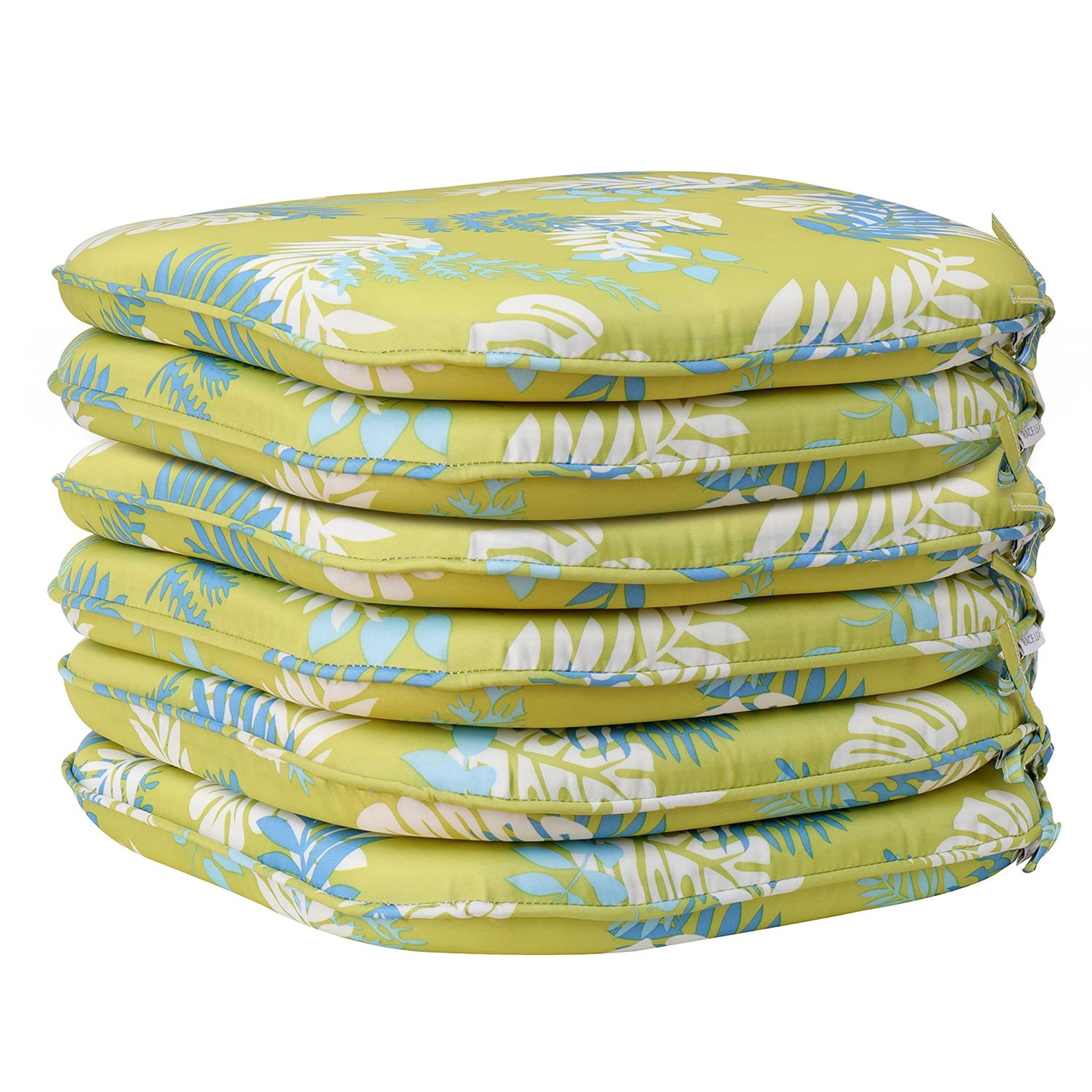 Garden Chair Cushions Seat Pads for Dining and Outdoor Chairs Set of 6 - S-Green 6 Count