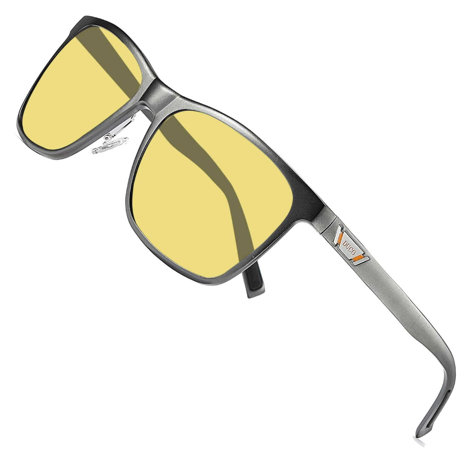 Unisex Night Vision Driving Glasses Anti-Glare Polarised UV Protection - Gunmetal Frame Yellow Lenses One Size
