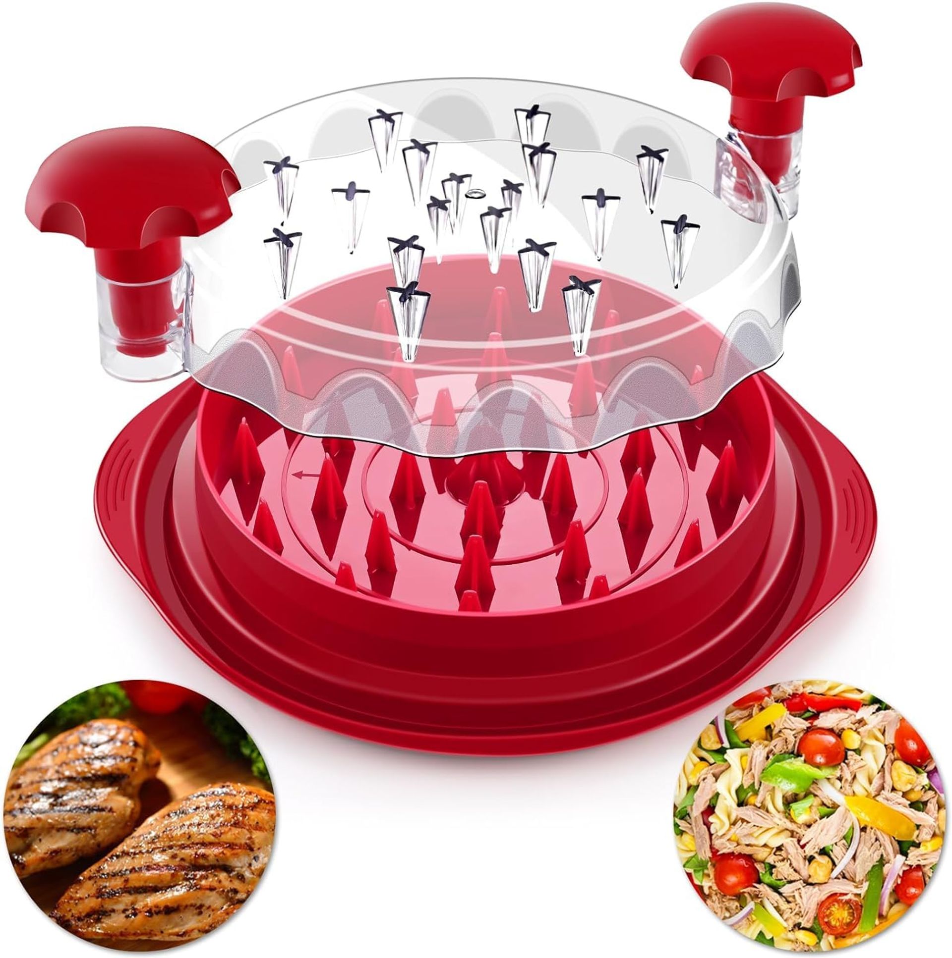 Meat Shredder with Clear Lid Ergonomic Handle Quickly Tear Meat Grinder Non-Slip Chicken Breast Shredder Food Grade Chicken Shredder Tool Twister Dishwasher Safe for Pulled Pork Chicken