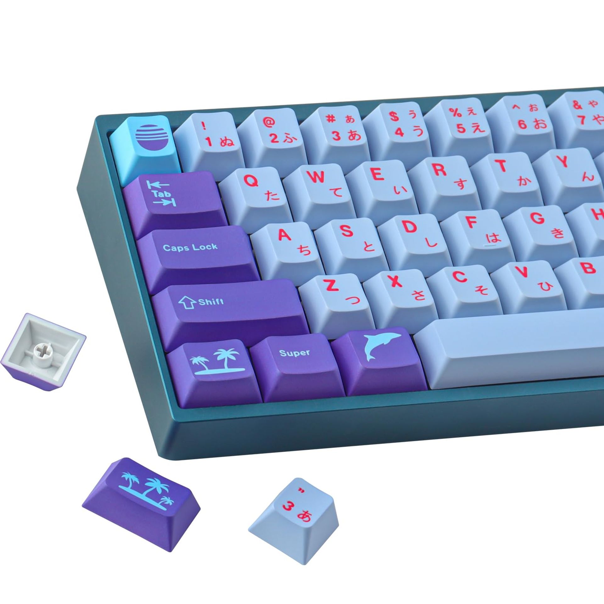 144-Key PBT Dye Sublimation Cherry Profile Japanese Keycap Set for Mechanical Keyboards - Cherry Profile Colour Sublimation