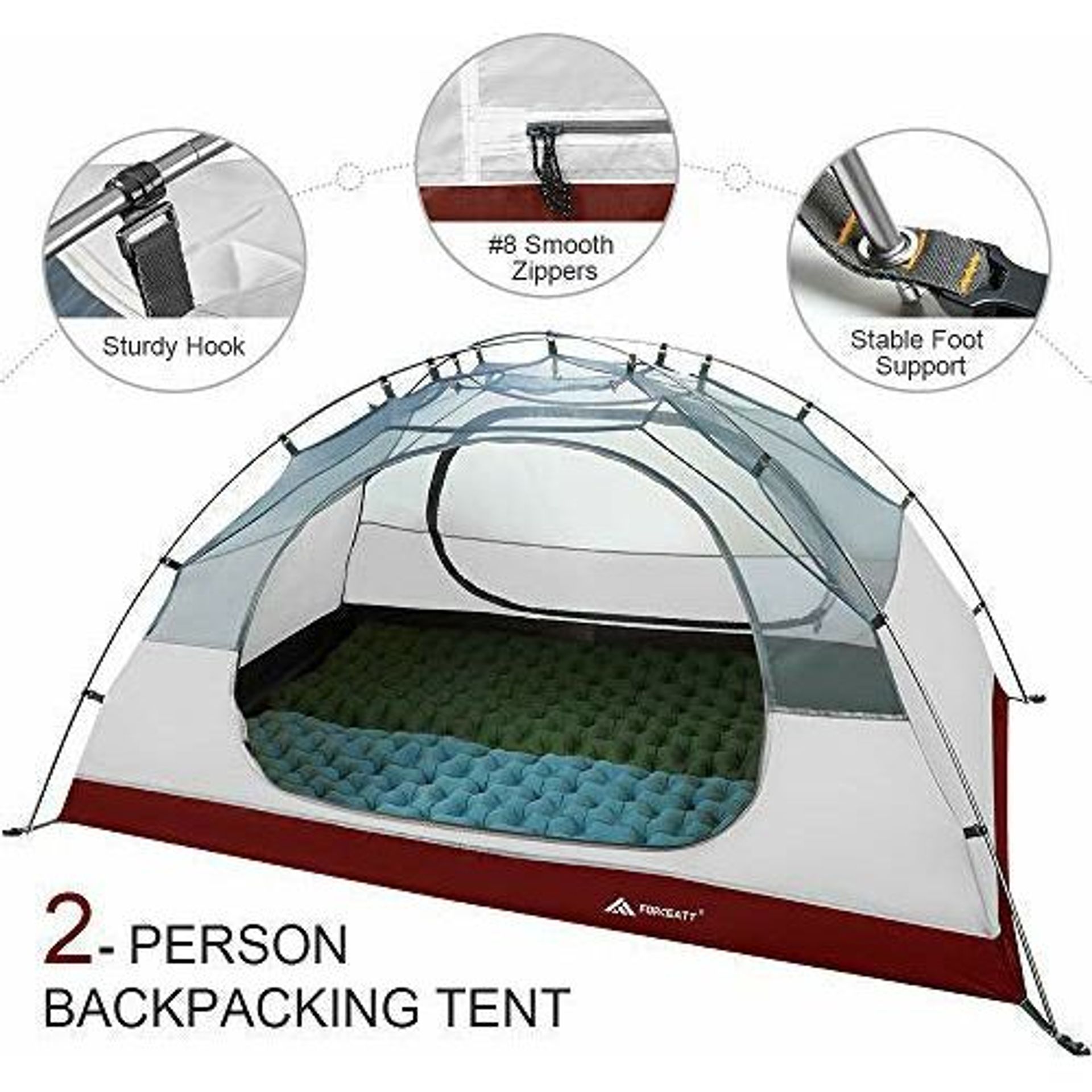 Forceatt 2 Person Camping Tent, Professional Waterproof & Windproof & Pes
