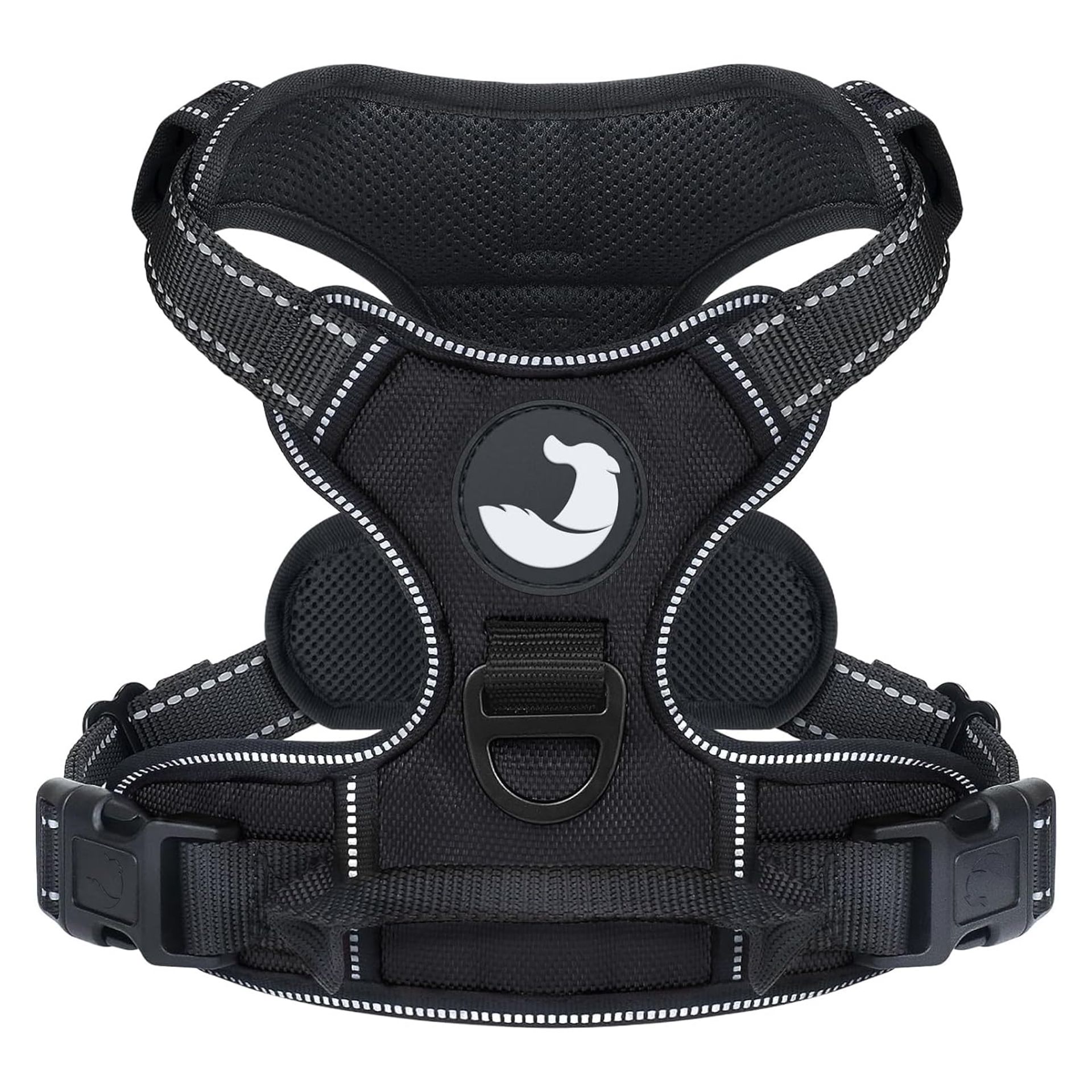No Pull Dog Harness with 2 Leash Clips, Reflective, Adjustable and Comfortable, Easy Control Handle for Training & Walking - Black XL