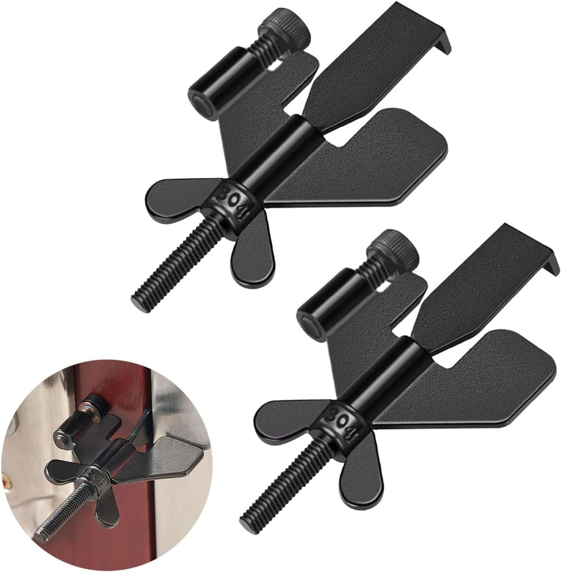 Portable Security Door Lock 2 Pack - Stainless Steel Travel Safety Lock for Home, Hotel & Dorm