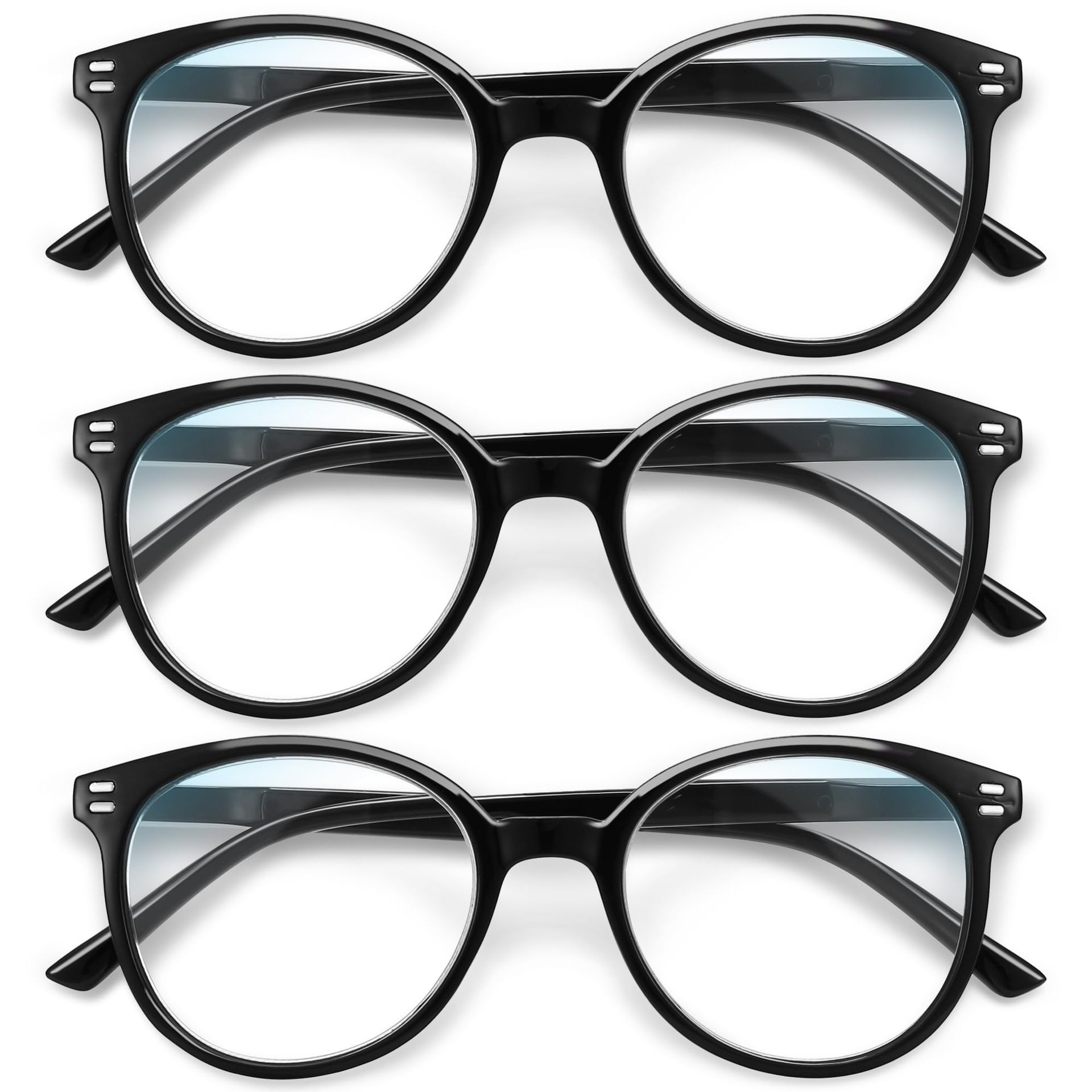 Reading Glasses Blue Light Filter Comfortable Unisex Eyewear 3 Pack - Black A1 YK551