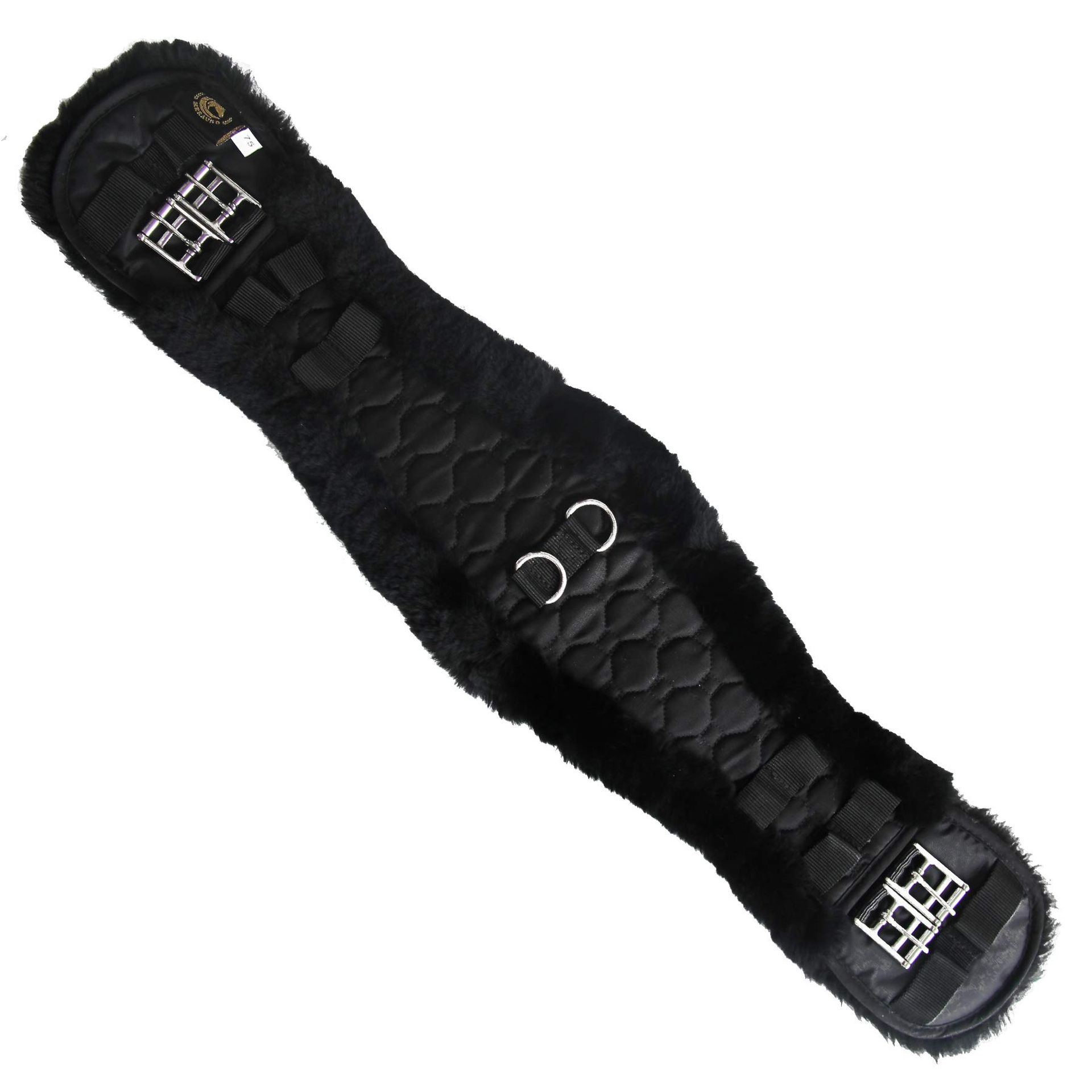 Sheepwool Dressage Girth Genuine Merino Wool Ergonomic Saddle Strap - Natural Black 60cm