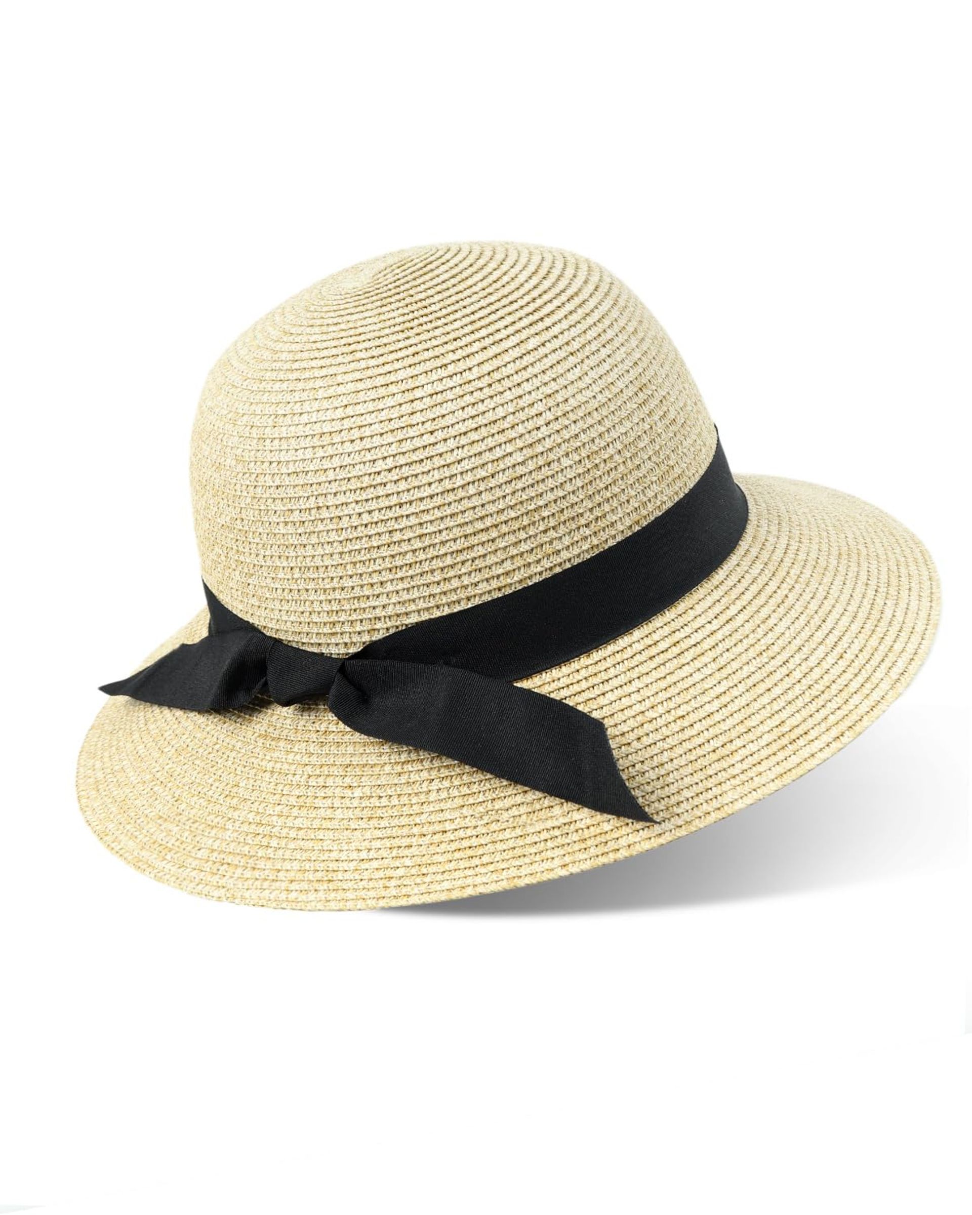 Women's Straw Sun Hat Lightweight UV Protection Wide Brim Summer Beachwear - Mix Beige S