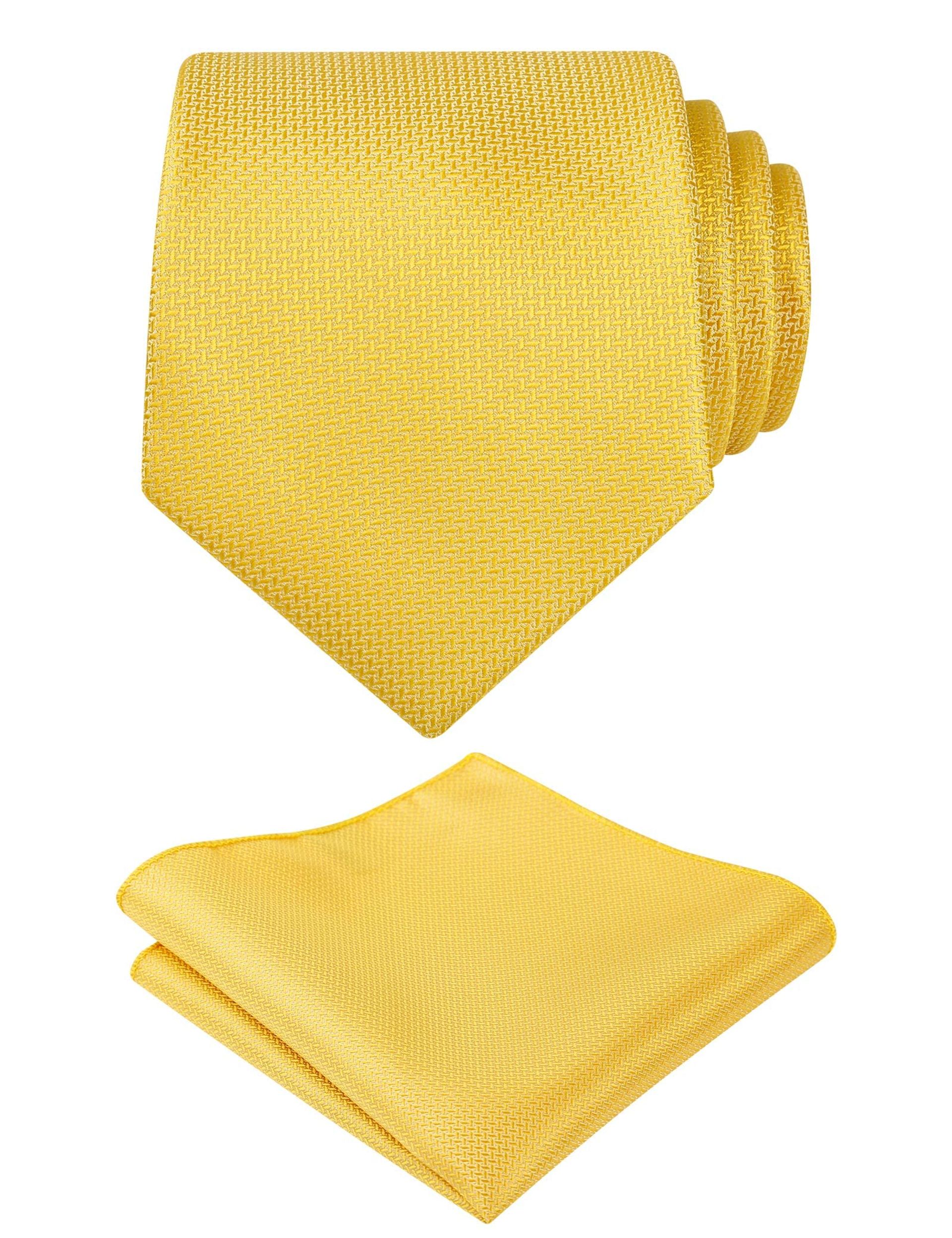 Bright Yellow Men's Classic Tie & Hanky Set for Weddings & Parties