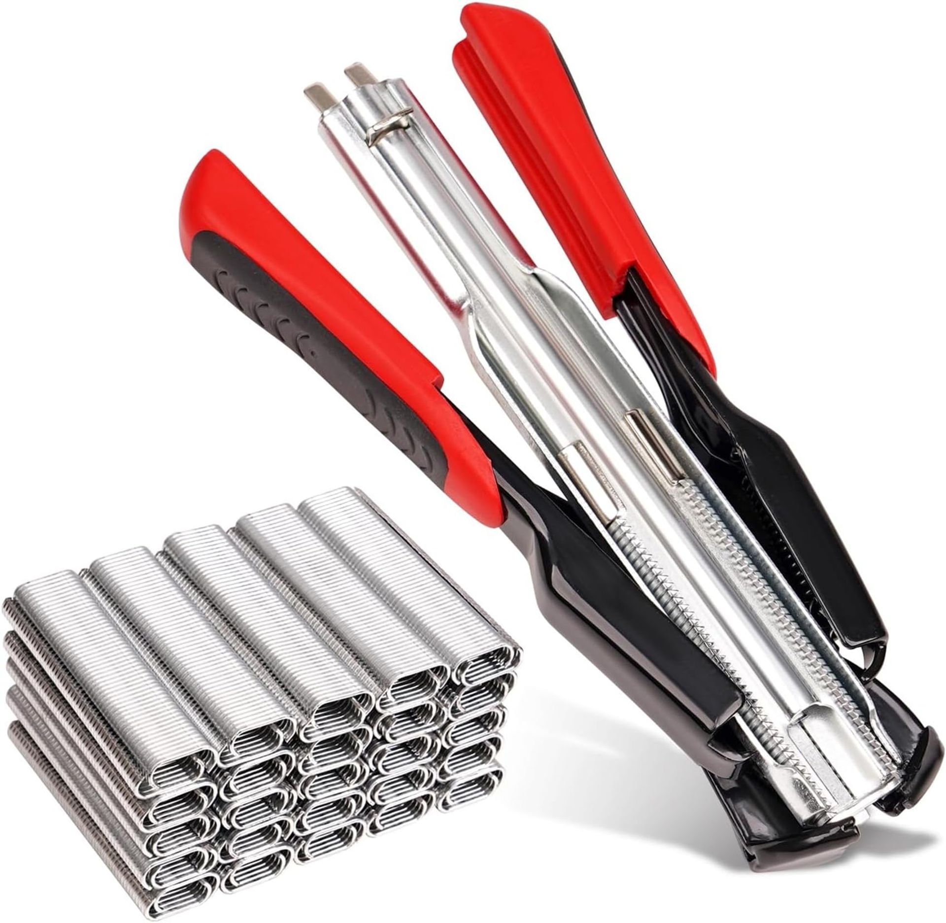 Automatic Hog Ring Pliers with 2500 C Clips, Steel Cage & Fencing Tool Kit for Wire Mesh, Pet Enclosures & Gardening