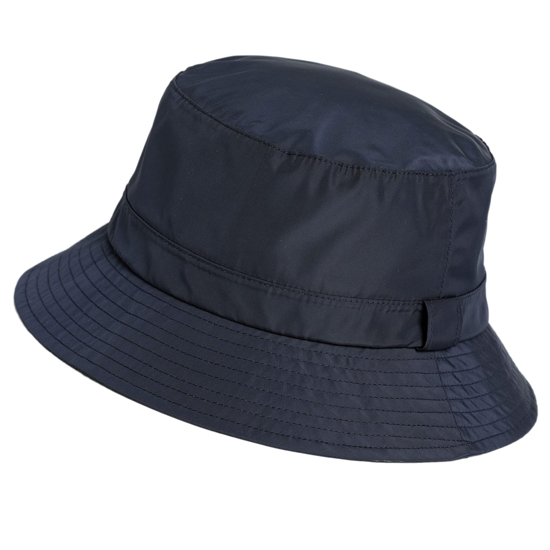 Men's and Women's Waterproof Bucket Hat UPF 50+ Sun Protection Packable Windproof Adjustable Strap - Navy Blue M