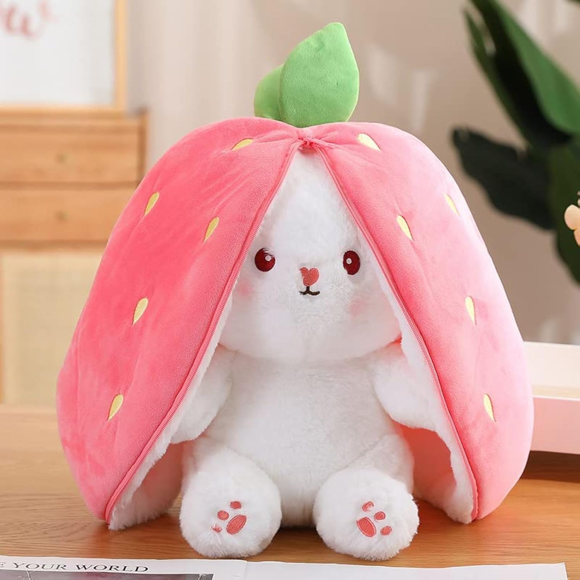 Strawberry Bunny Plush Toy Adorable Rabbit Fruit Doll Soft Cuddly Gift for Kids and Girls - Strawberry Rabbit 70cm
