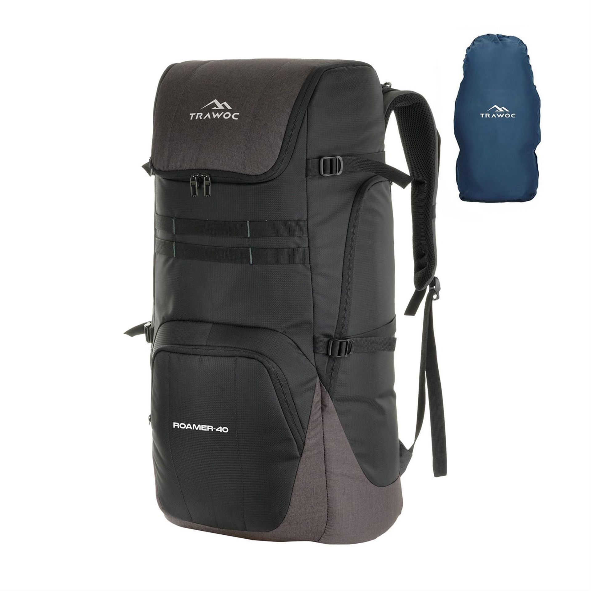 Travel Laptop Backpack 40L Water-Resistant with Rain Cover and USB Port - Wenge Brown 40L