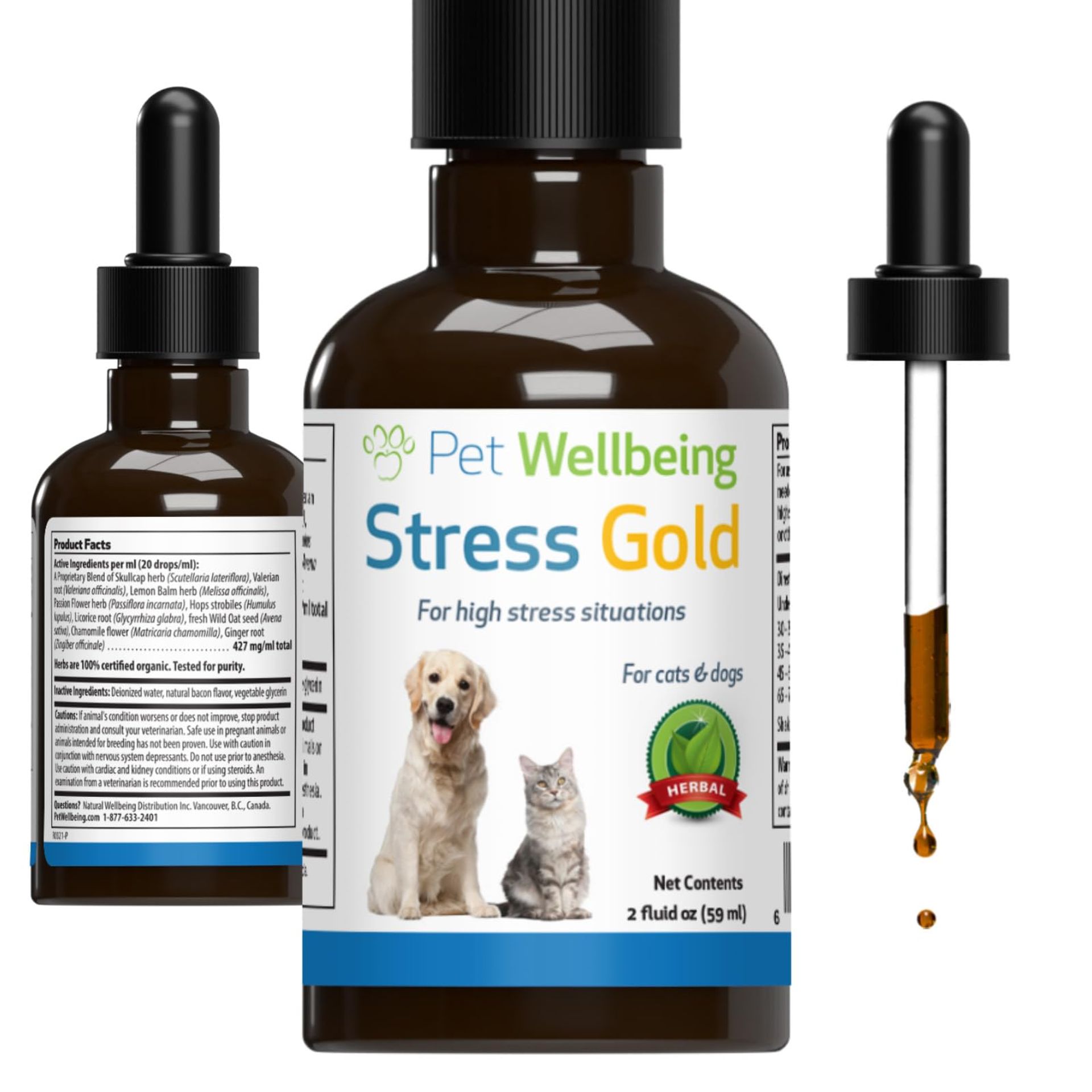 Cat Herbal Supplement Stress Relief Calming Drops with Valerian & Skullcap - 59 ml Pack of 1
