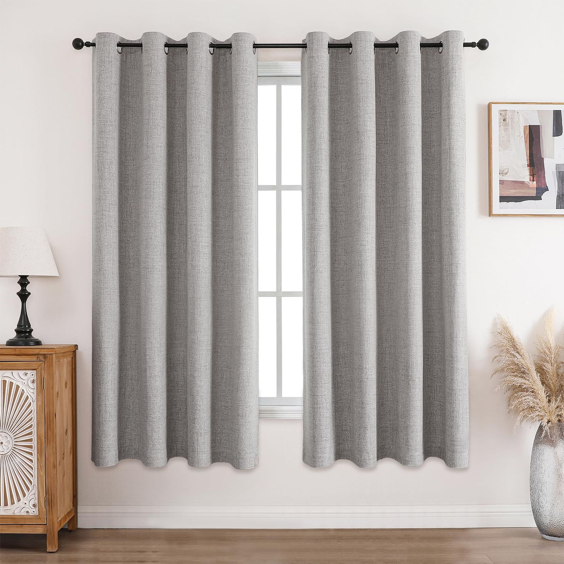 100% Blackout Thermal Curtains with Eyelets, Noise Reduction & Energy Saving - Off White 46x72 Inch, 2 Panels