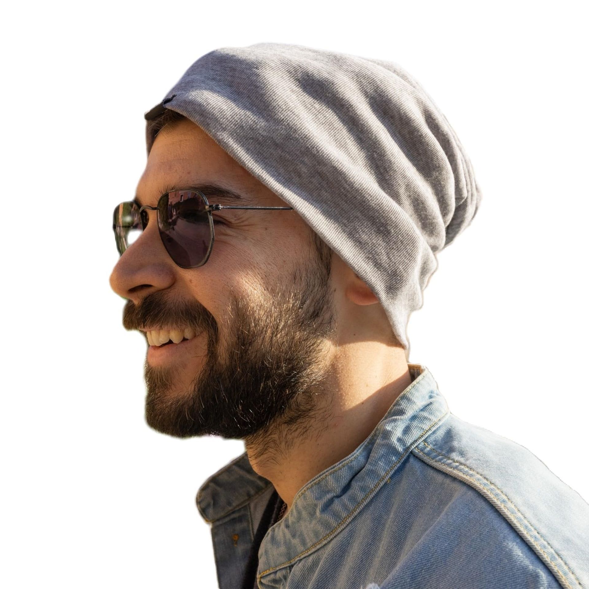Grey Oversized All-Season Wool Blend Beanie Hat - Soft & Breathable Comfort