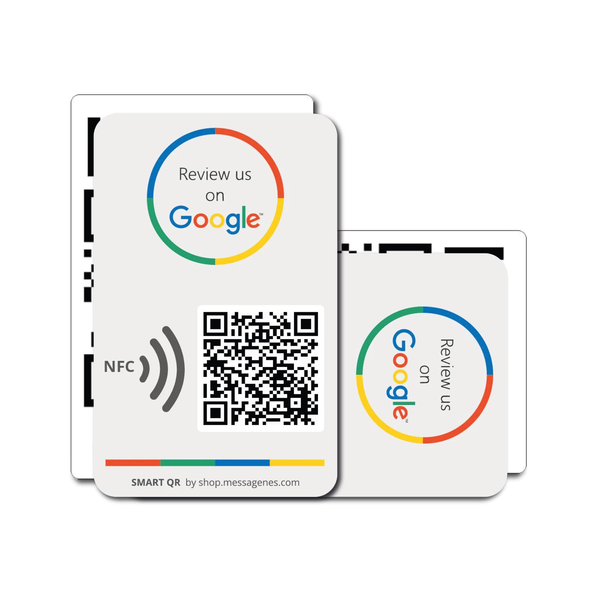 Reusable NFC Tap & QR Review Cards 2-Pack for Google Reviews, Menus & Websites – Easy Setup for iPhone & Android - White/Opulent Garden Rectangular 4.73"x3.15"