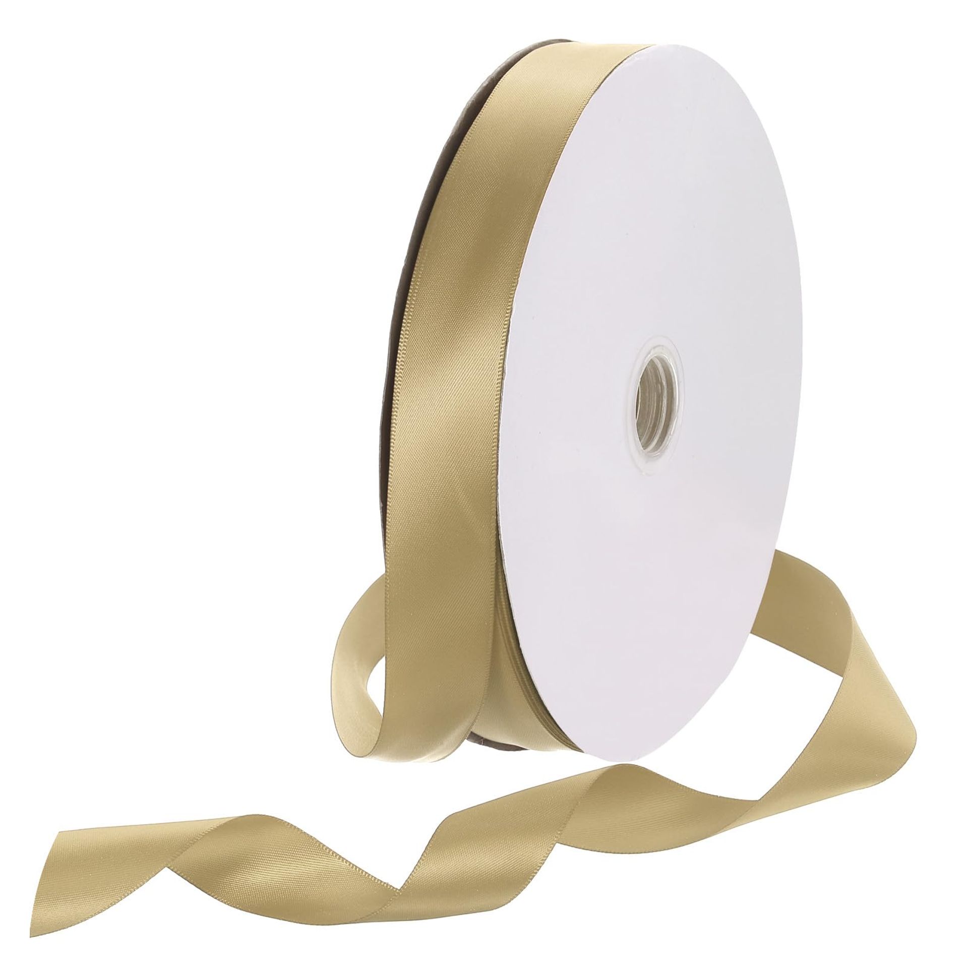 Rebower 25mm Satin Ribbon 91m Thick Double Face Grosgrain Silk Ribbon, [for Gift Wrapping, Hair Bows, Wedding, Cake, Flower] - 100 Yard/300ft/ Gold
