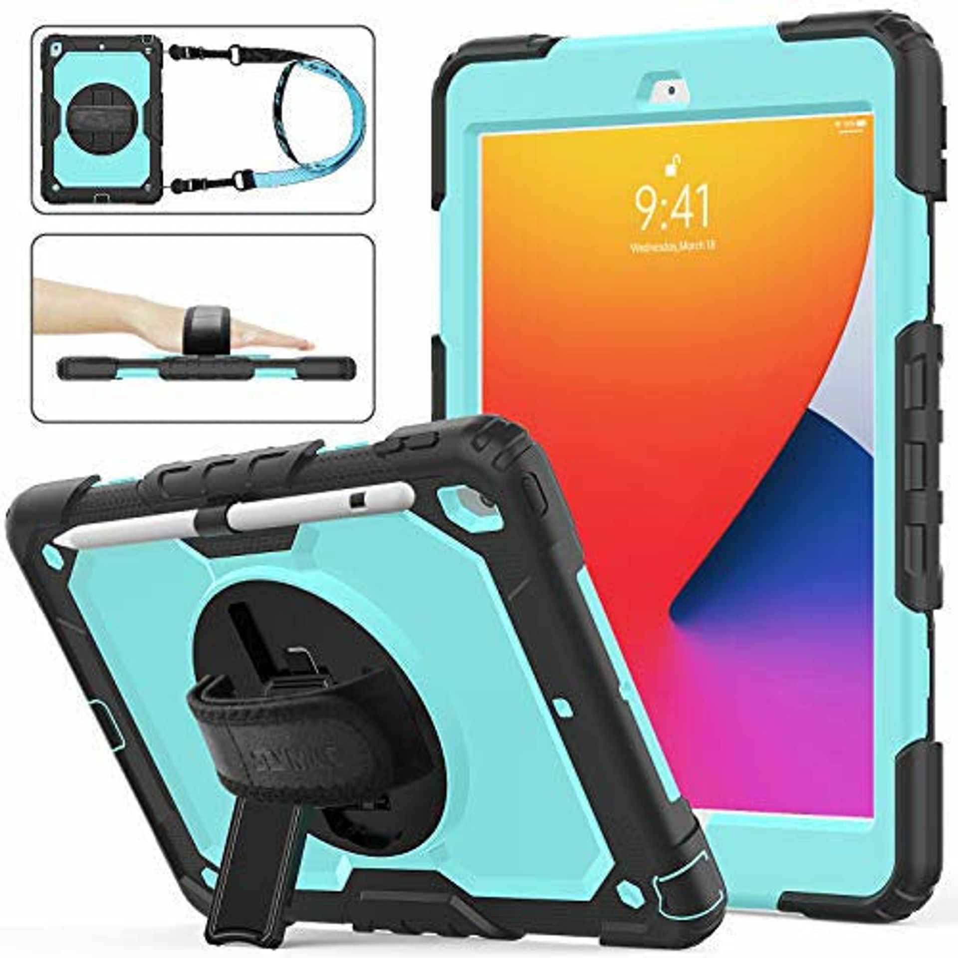 SEYMAC Custodia per iPad (A16) 11a/10a Generazione (11/10.9 pollici, 2025/2022), Resistente agli urti con Protezione per lo Schermo, Supporto Girevole a 360°, Portapenne, Tracolla, Rosso