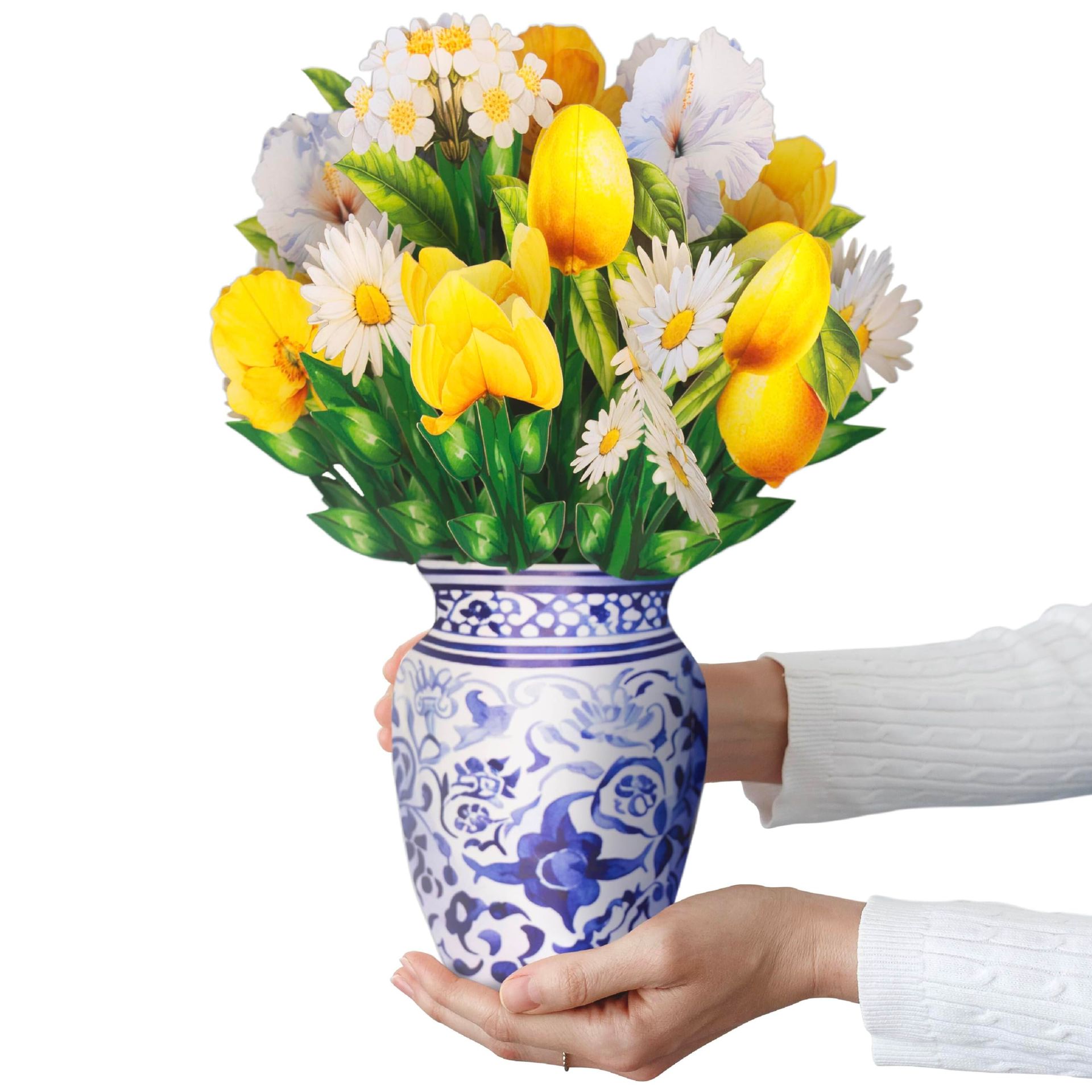Pop-Up Flower Bouquet Card - 3D Yellow Floral Design for Birthdays & Get Well Wishes